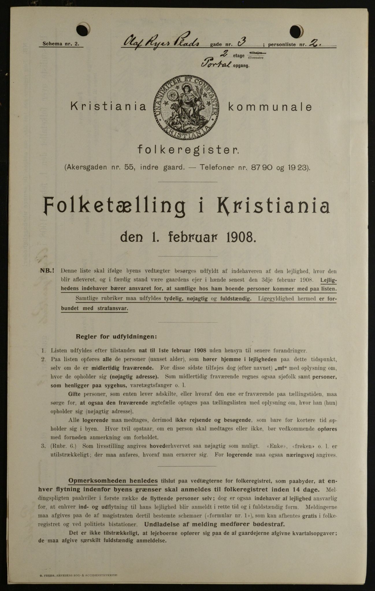 OBA, Kommunal folketelling 1.2.1908 for Kristiania kjøpstad, 1908, s. 67363
