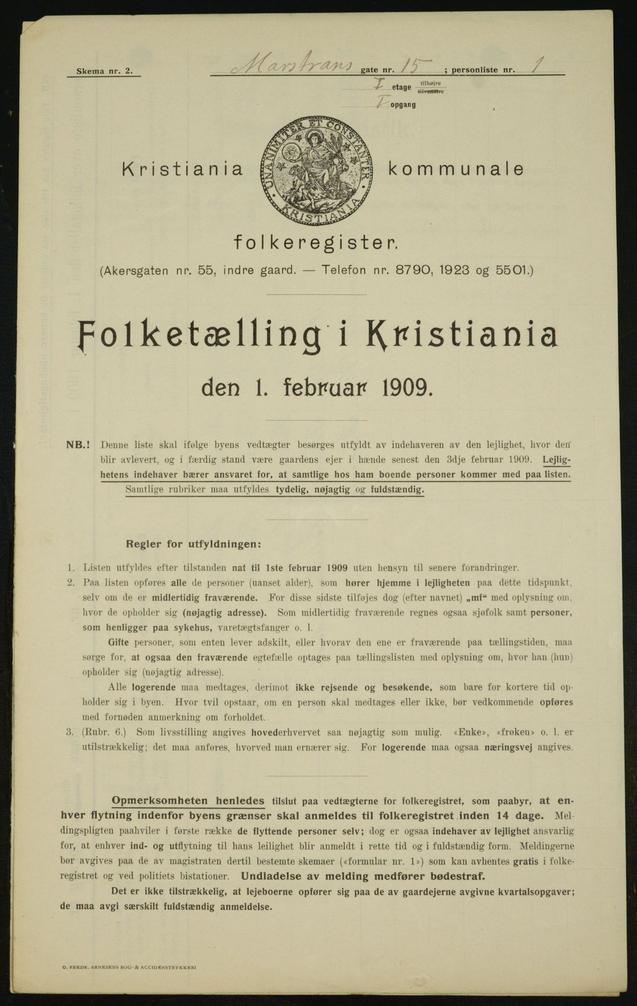 OBA, Kommunal folketelling 1.2.1909 for Kristiania kjøpstad, 1909, s. 58762