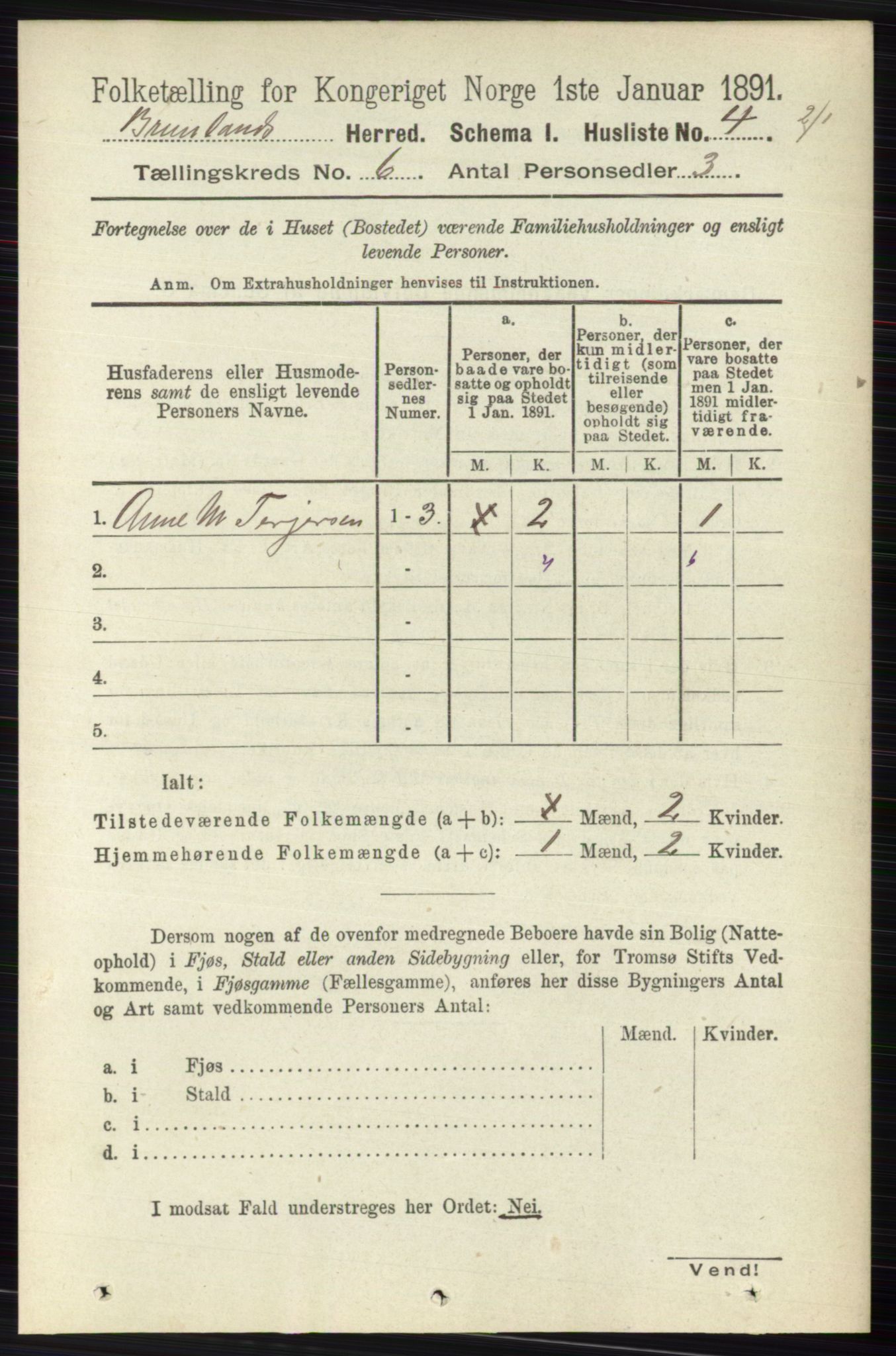 RA, Folketelling 1891 for 0726 Brunlanes herred, 1891, s. 2577