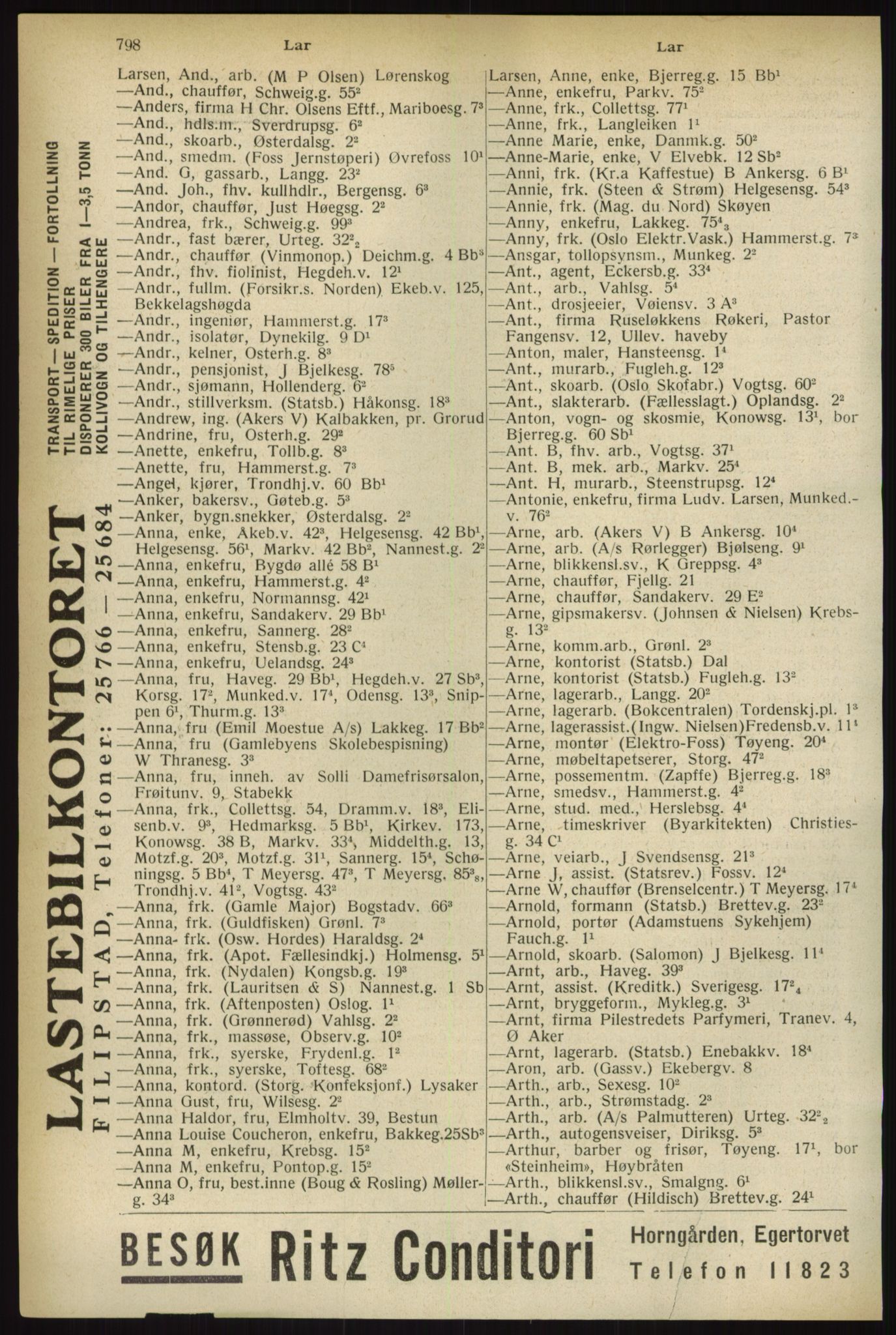 Kristiania/Oslo adressebok, PUBL/-, 1933, s. 798