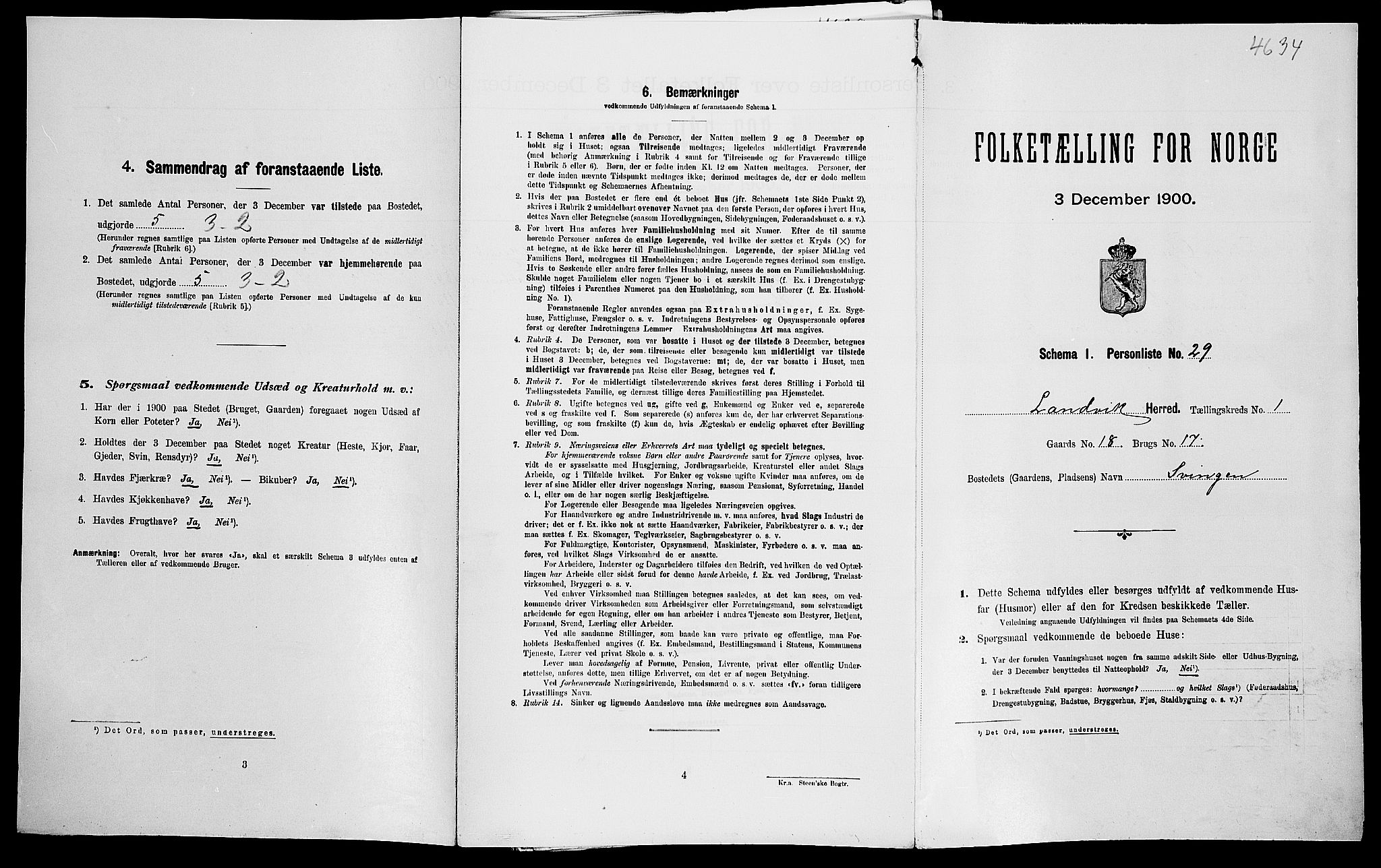 SAK, Folketelling 1900 for 0924 Landvik herred, 1900, s. 132