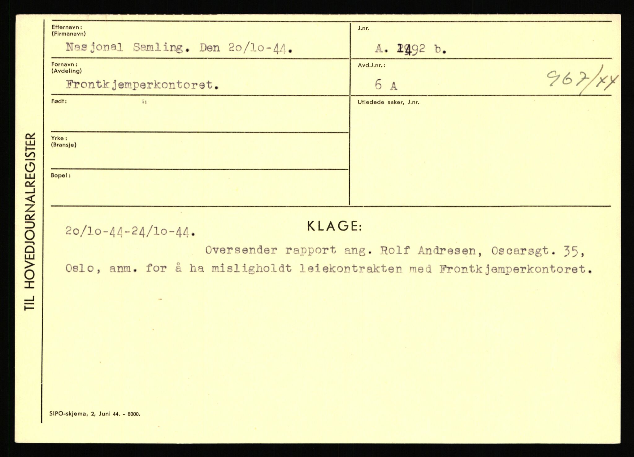 Statspolitiet - Hovedkontoret / Osloavdelingen, AV/RA-S-1329/C/Ca/L0011: Molberg - Nøstvold, 1943-1945, s. 1276