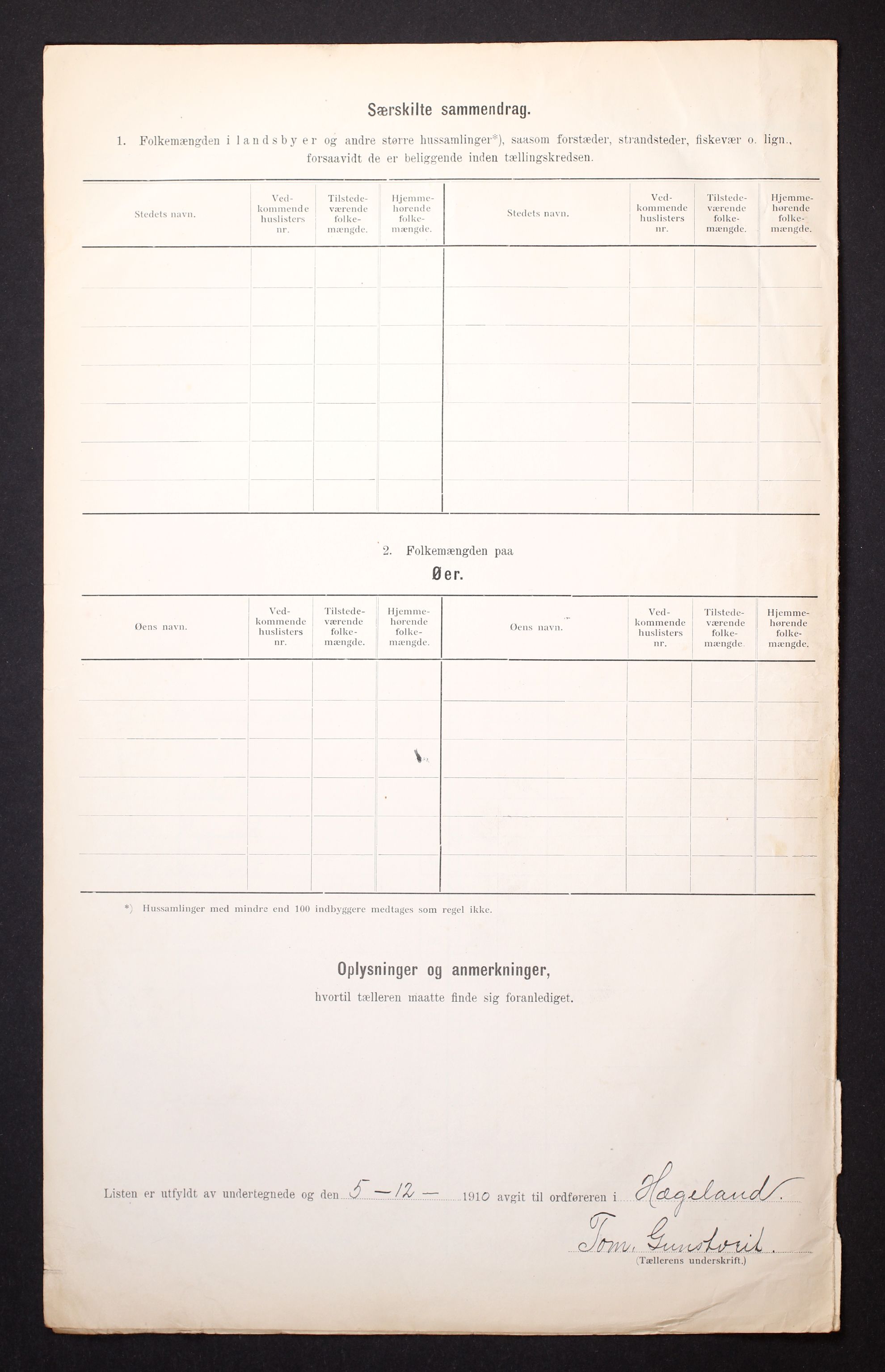 RA, Folketelling 1910 for 1015 Hægeland herred, 1910, s. 9