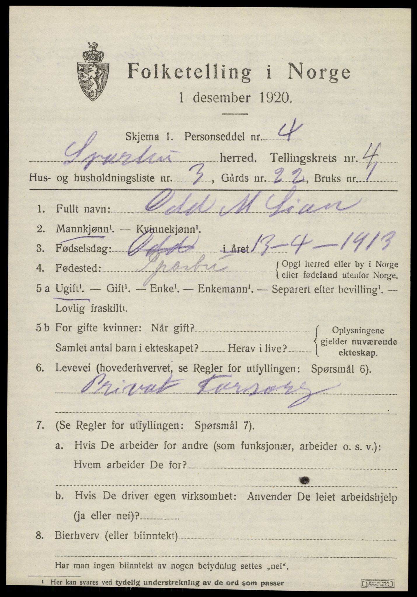 SAT, Folketelling 1920 for 1731 Sparbu herred, 1920, s. 5203