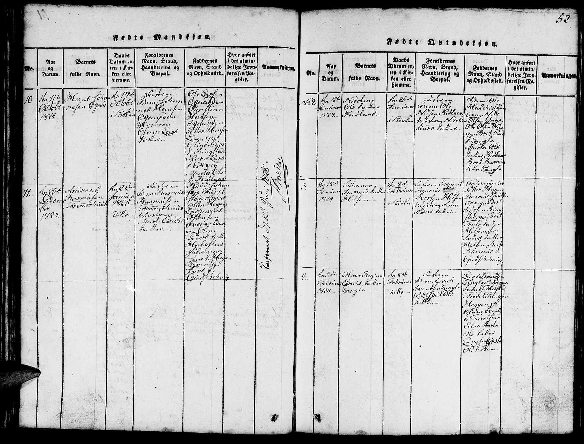 Ministerialprotokoller, klokkerbøker og fødselsregistre - Møre og Romsdal, SAT/A-1454/520/L0289: Klokkerbok nr. 520C01, 1817-1837, s. 52