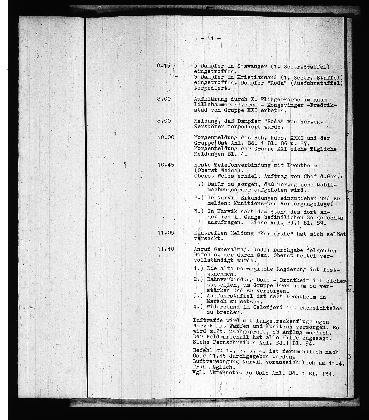 Documents Section, AV/RA-RAFA-2200/V/L0075: Amerikansk mikrofilm "Captured German Documents".
Box No. 714.  FKA jnr. 615/1954., 1940, s. 216