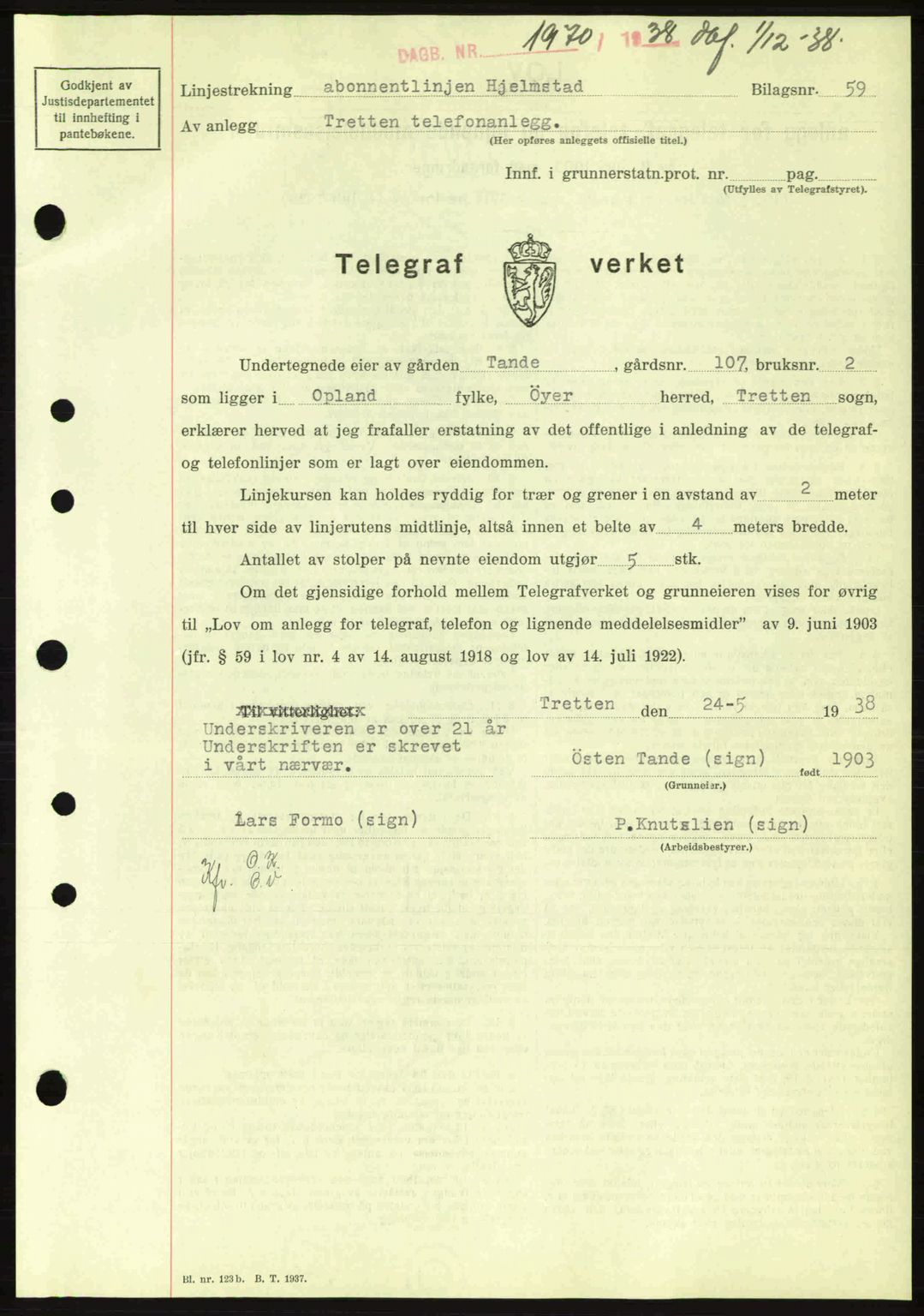 Sør-Gudbrandsdal tingrett, SAH/TING-004/H/Hb/Hbd/L0005: Pantebok nr. A5, 1938-1939, Dagboknr: 1970/1938