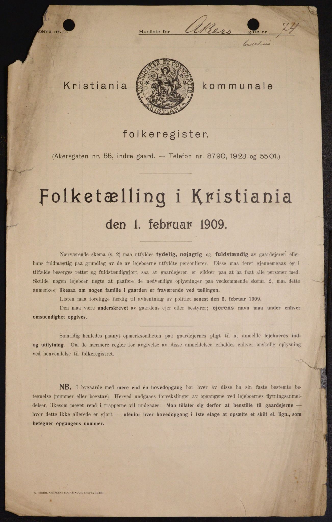 OBA, Kommunal folketelling 1.2.1909 for Kristiania kjøpstad, 1909, s. 784