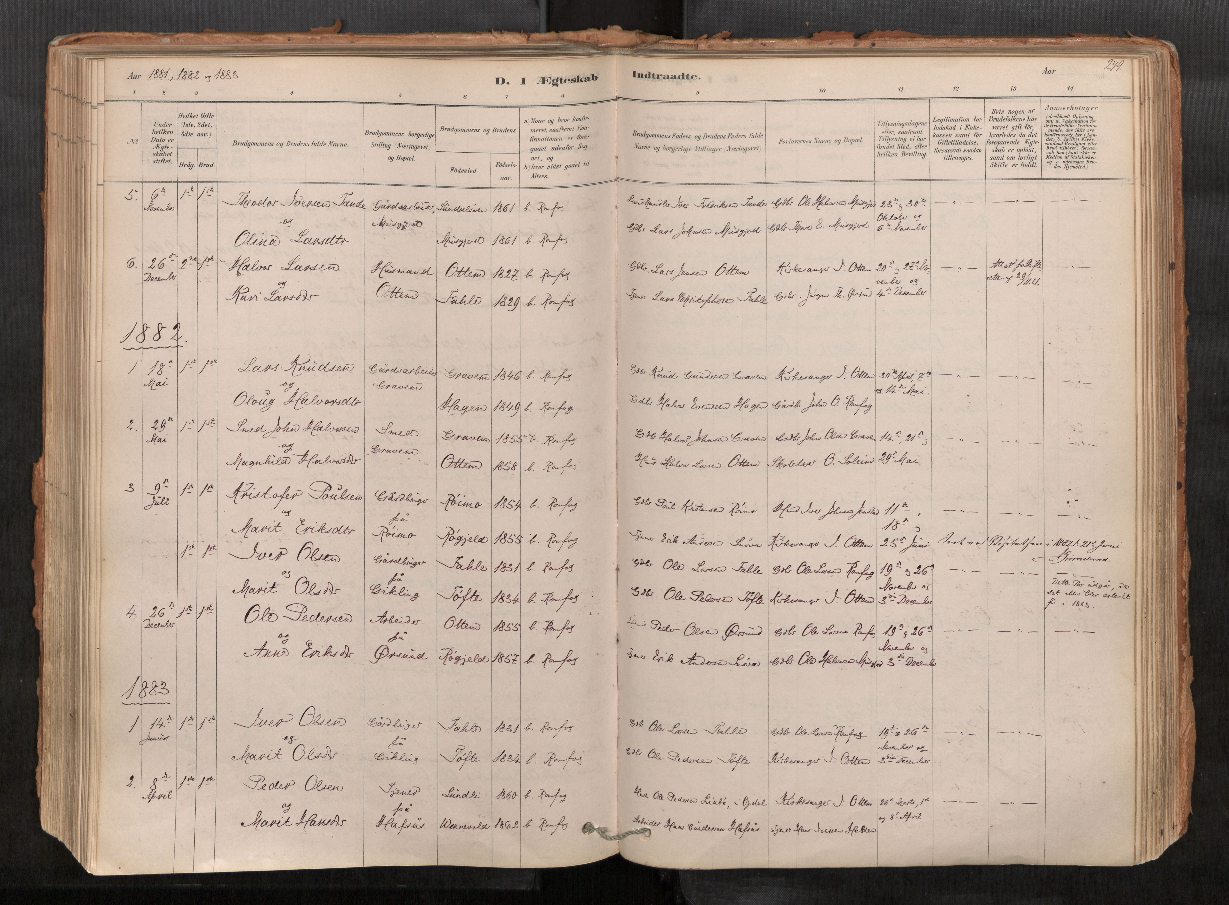 Sunndal sokneprestkontor, SAT/A-1085/1/I/I1/I1a/L0001: Ministerialbok nr. 1, 1877-1914, s. 249