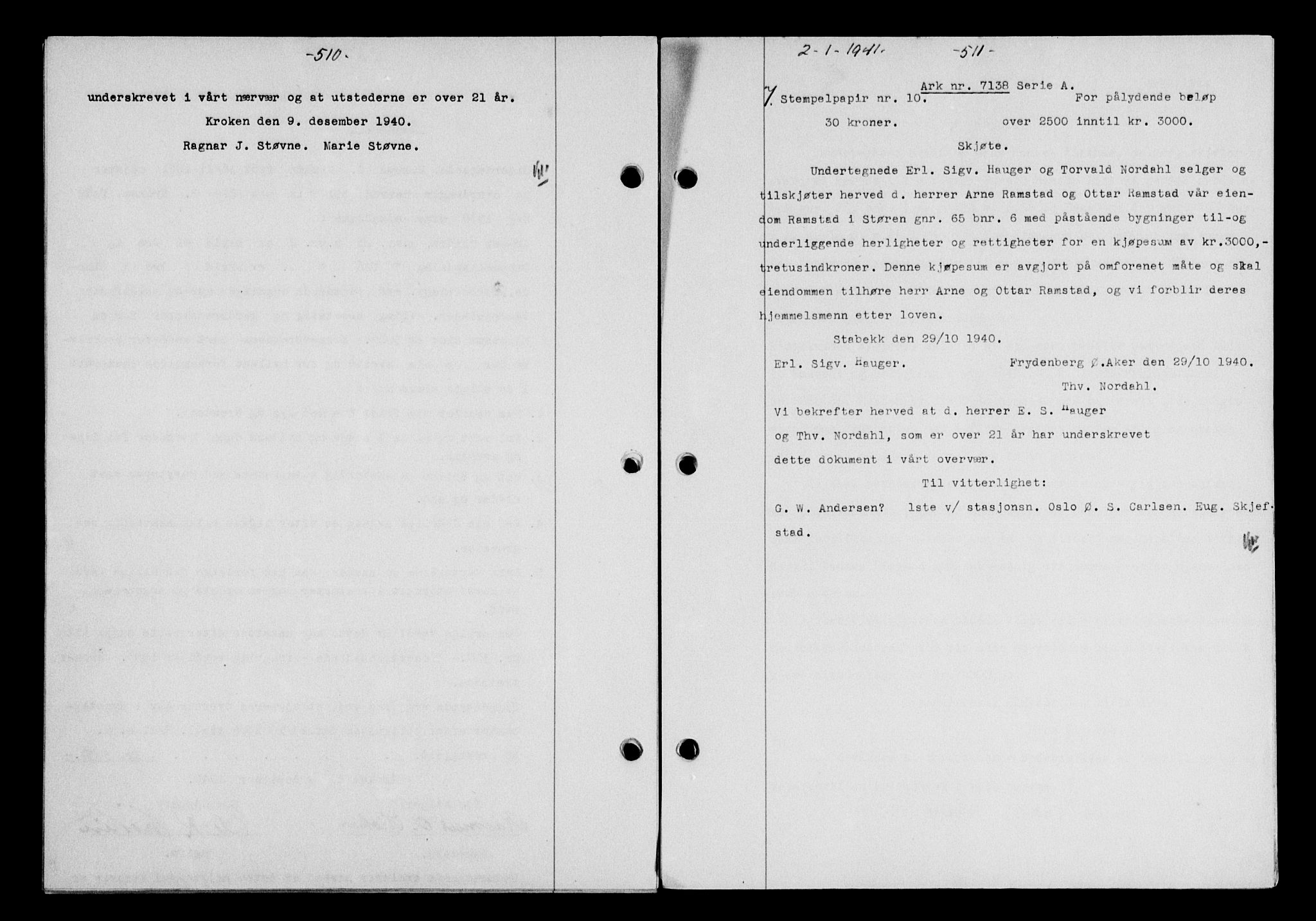 Gauldal sorenskriveri, SAT/A-0014/1/2/2C/L0052: Pantebok nr. 57, 1940-1941, Dagboknr: 7/1941