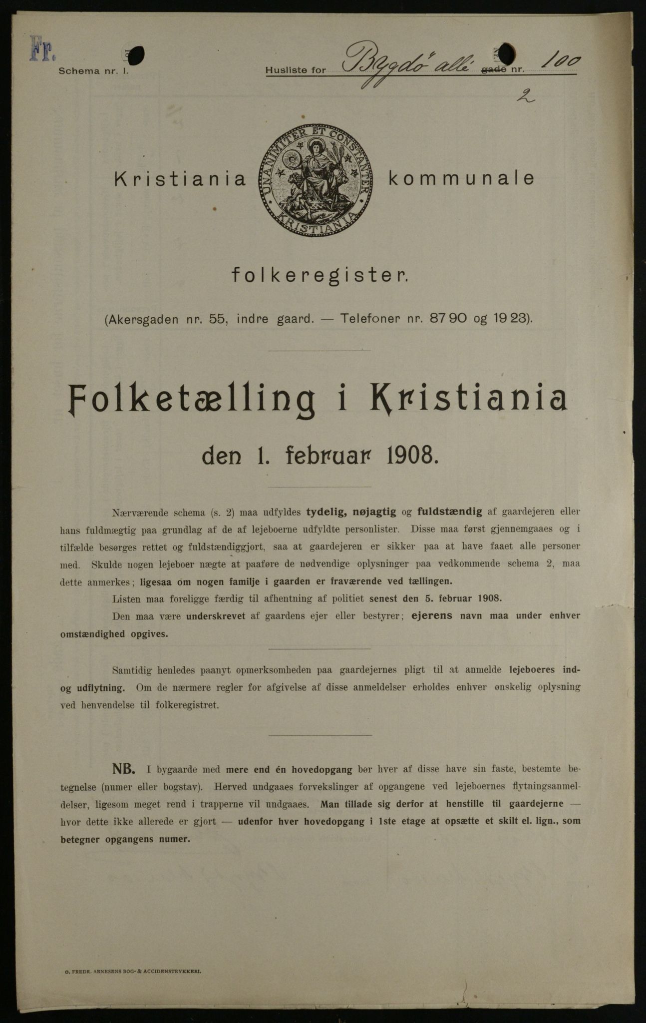 OBA, Kommunal folketelling 1.2.1908 for Kristiania kjøpstad, 1908, s. 10459