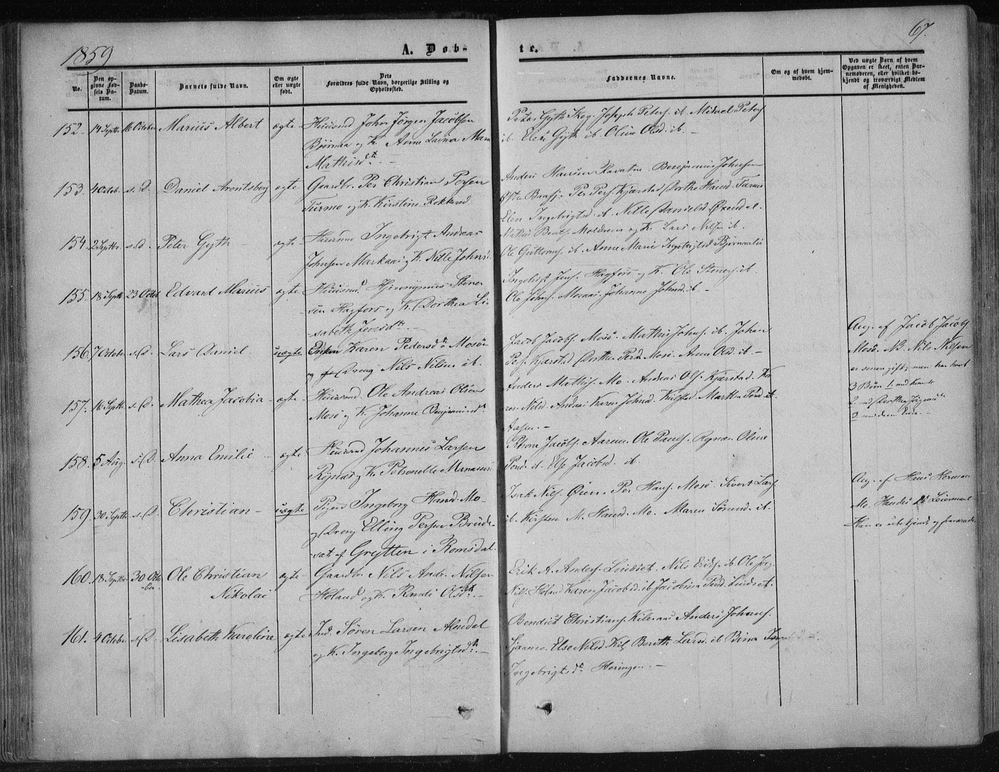 Ministerialprotokoller, klokkerbøker og fødselsregistre - Nordland, AV/SAT-A-1459/820/L0293: Ministerialbok nr. 820A14, 1855-1865, s. 67