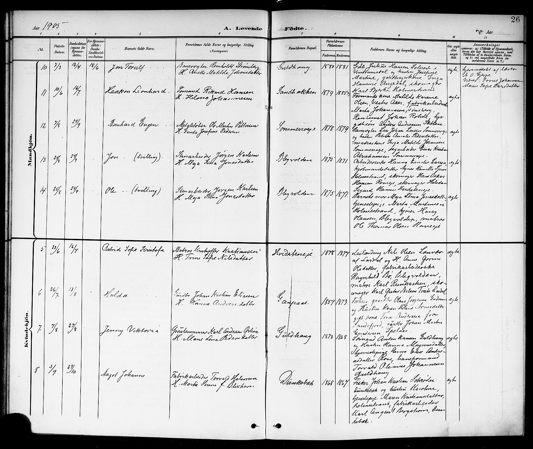 Botne kirkebøker, AV/SAKO-A-340/G/Ga/L0004: Klokkerbok nr. I 4, 1899-1915, s. 26