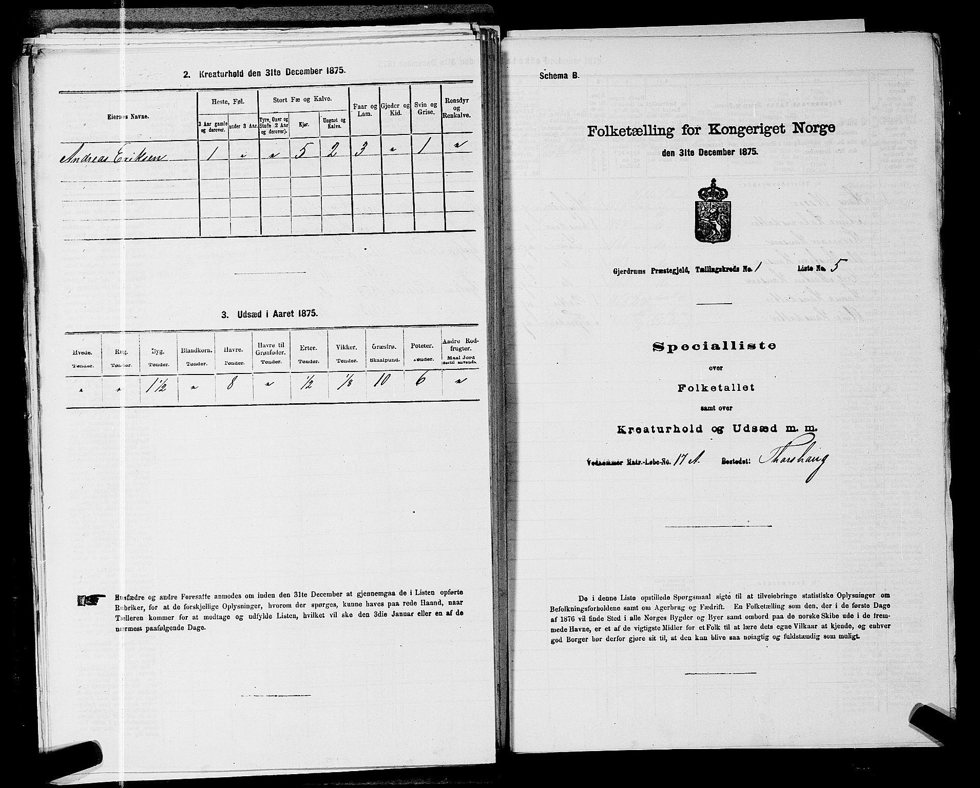 RA, Folketelling 1875 for 0234P Gjerdrum prestegjeld, 1875, s. 145