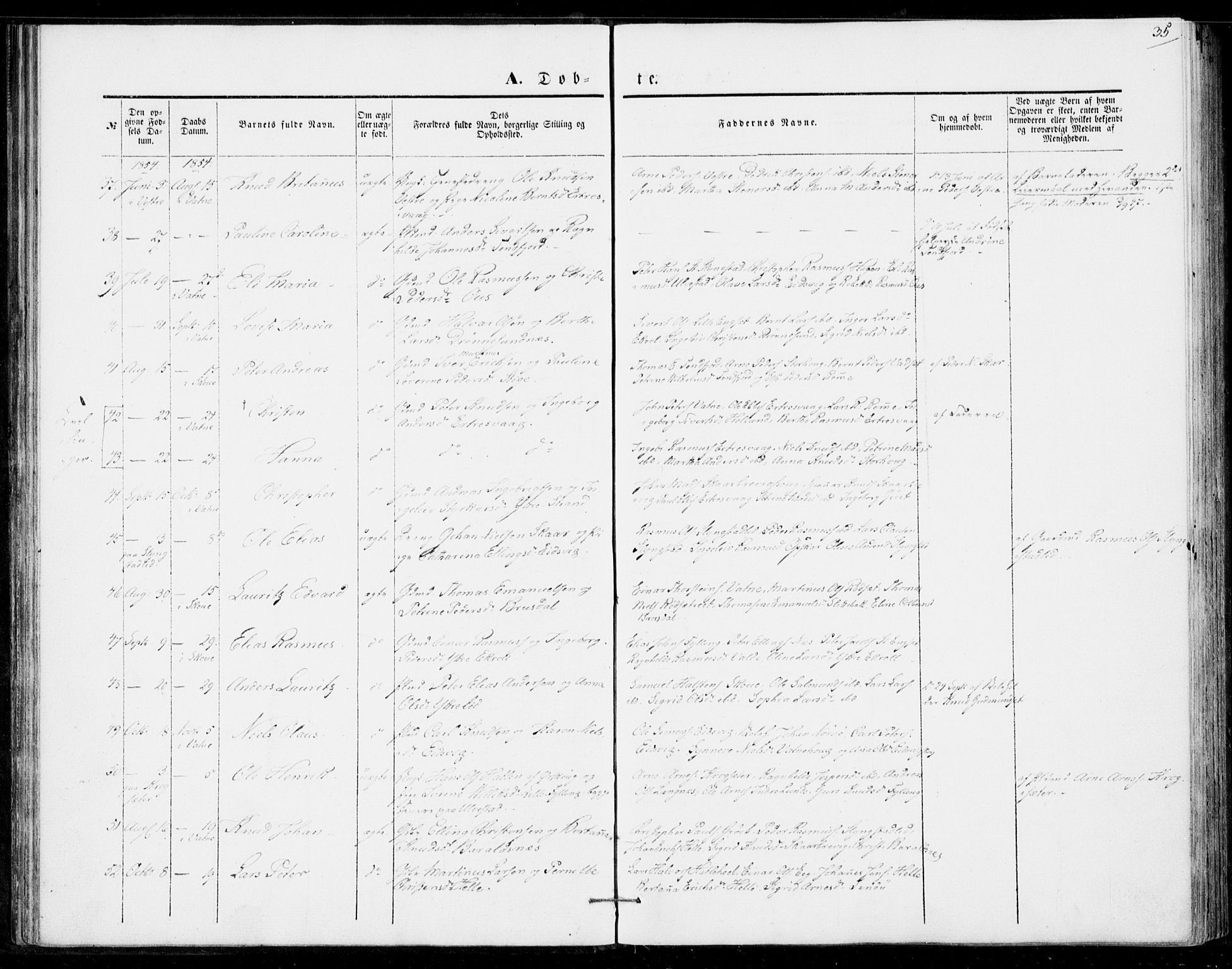 Ministerialprotokoller, klokkerbøker og fødselsregistre - Møre og Romsdal, SAT/A-1454/524/L0353: Ministerialbok nr. 524A05, 1848-1856, s. 35