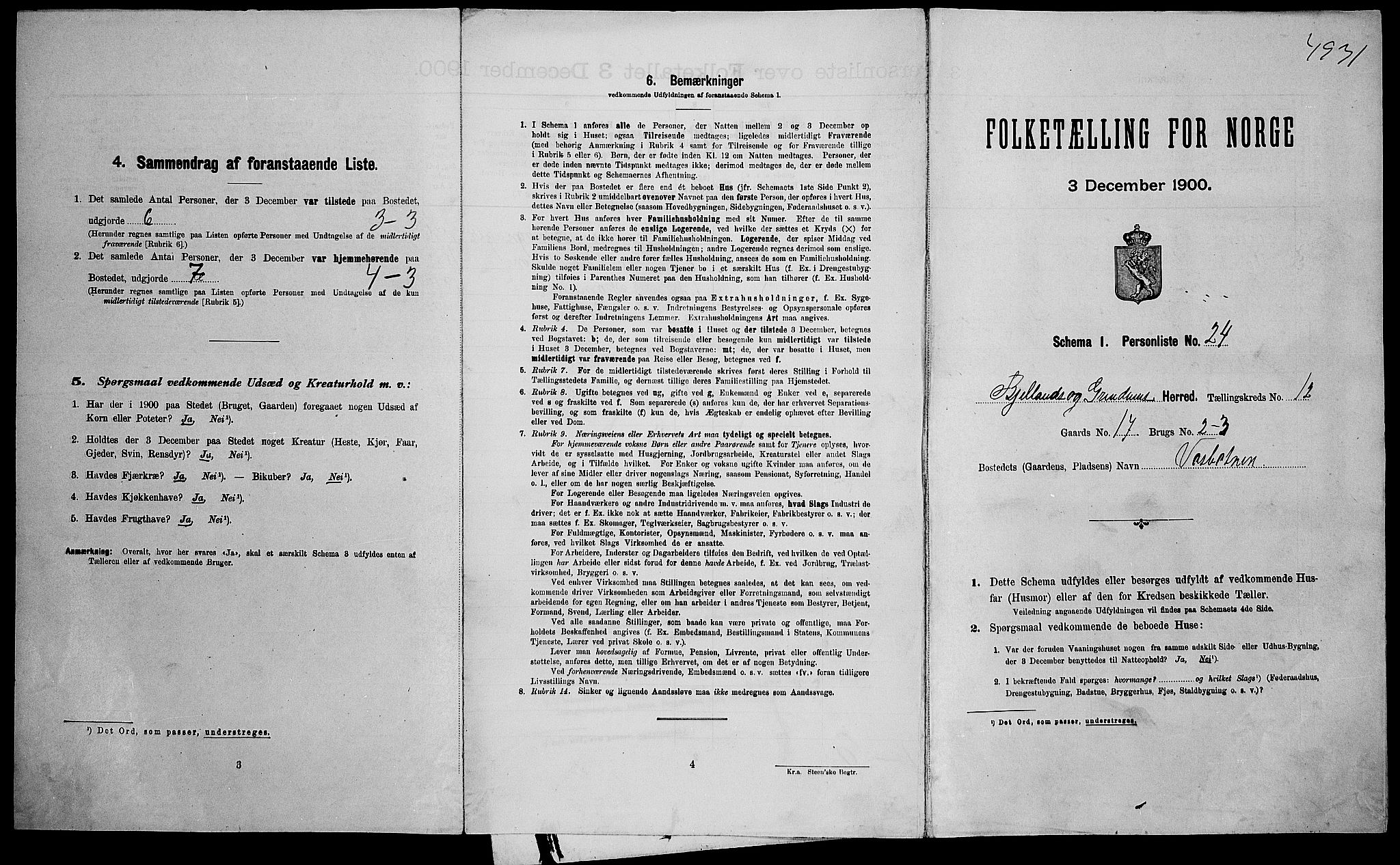 SAK, Folketelling 1900 for 1024 Bjelland og Grindheim herred, 1900, s. 655