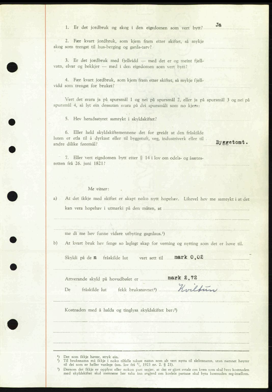 Nordre Sunnmøre sorenskriveri, AV/SAT-A-0006/1/2/2C/2Ca: Pantebok nr. A33, 1949-1950, Dagboknr: 2827/1949