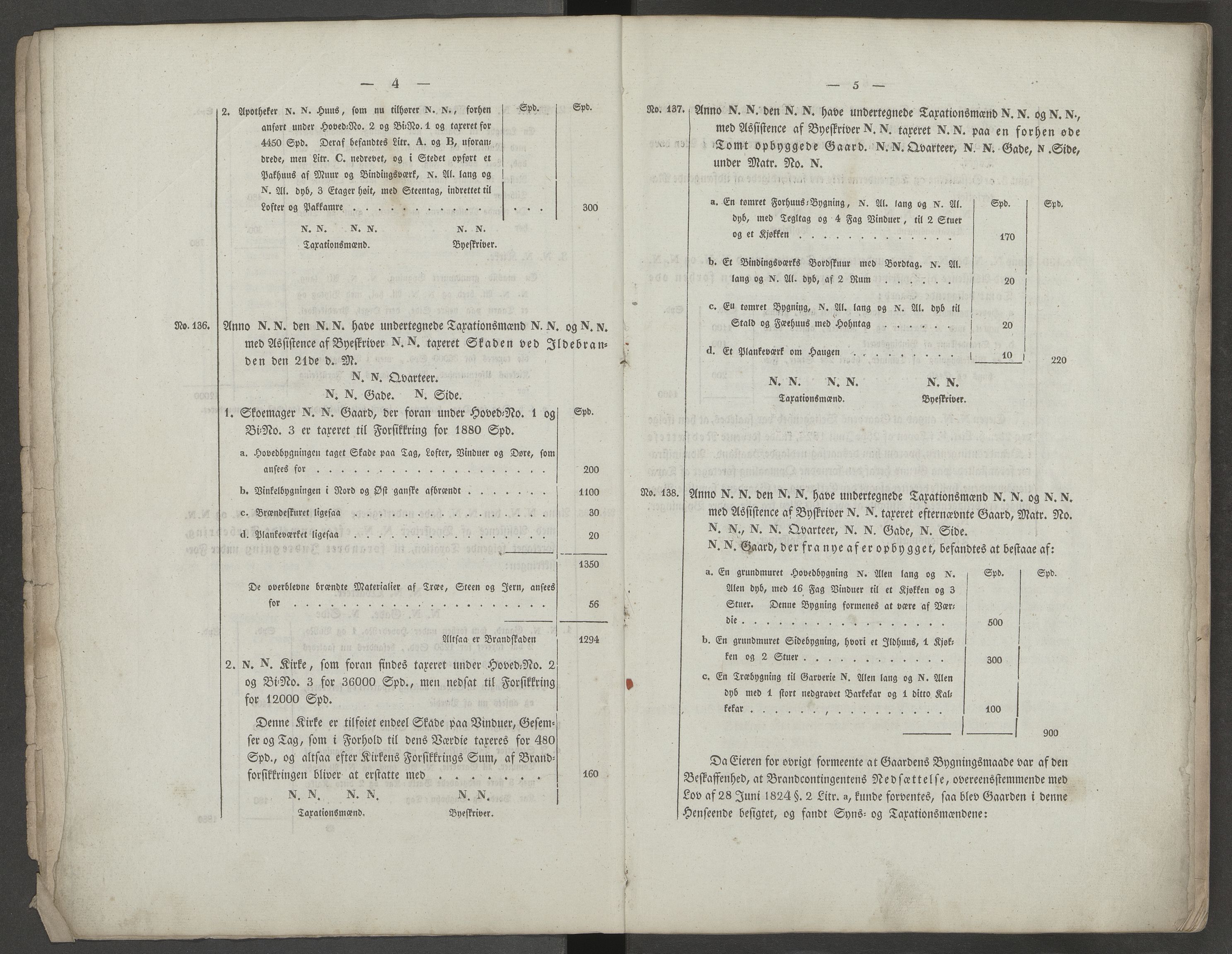 Molde magistrat, AV/SAT-A-0026/K/Ka/L0004: Branntakstprotokoll, 1837-1845