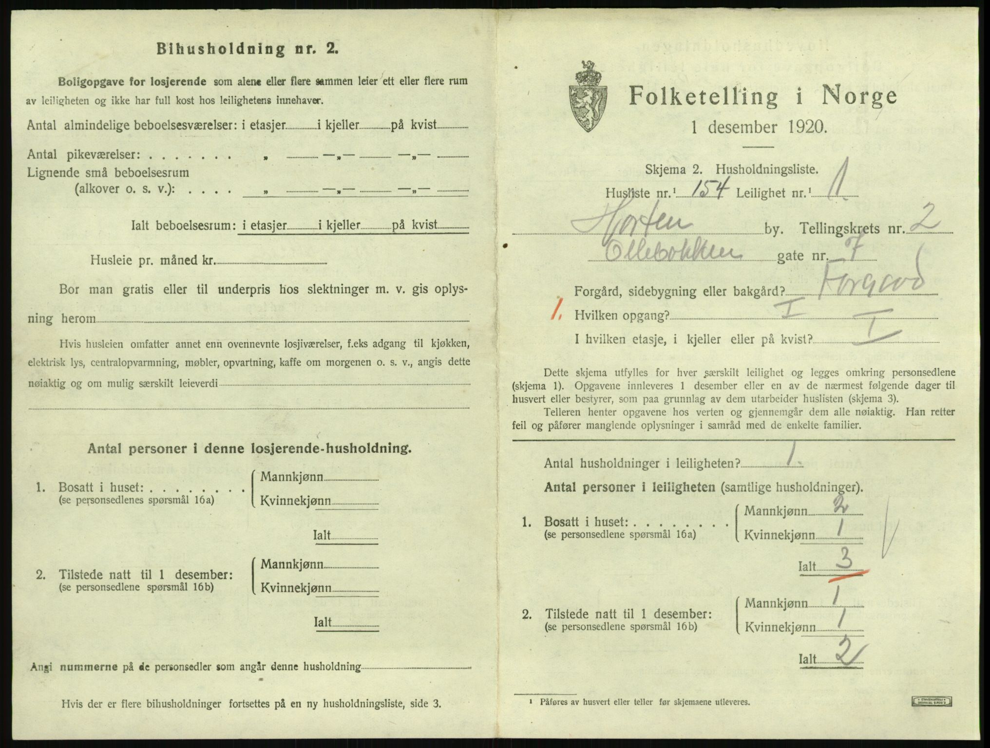 SAKO, Folketelling 1920 for 0703 Horten kjøpstad, 1920, s. 3915