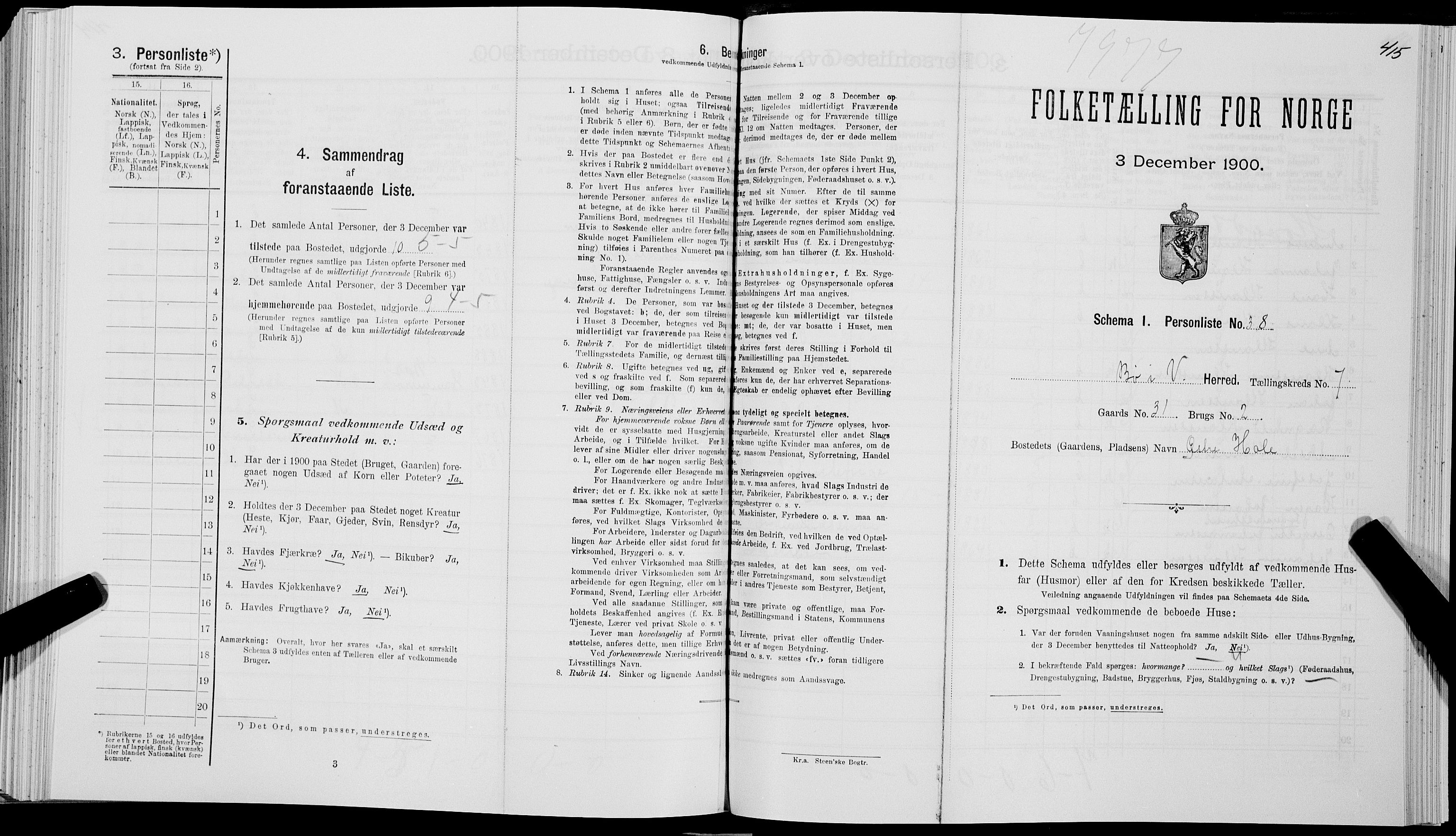SAT, Folketelling 1900 for 1867 Bø herred, 1900, s. 826