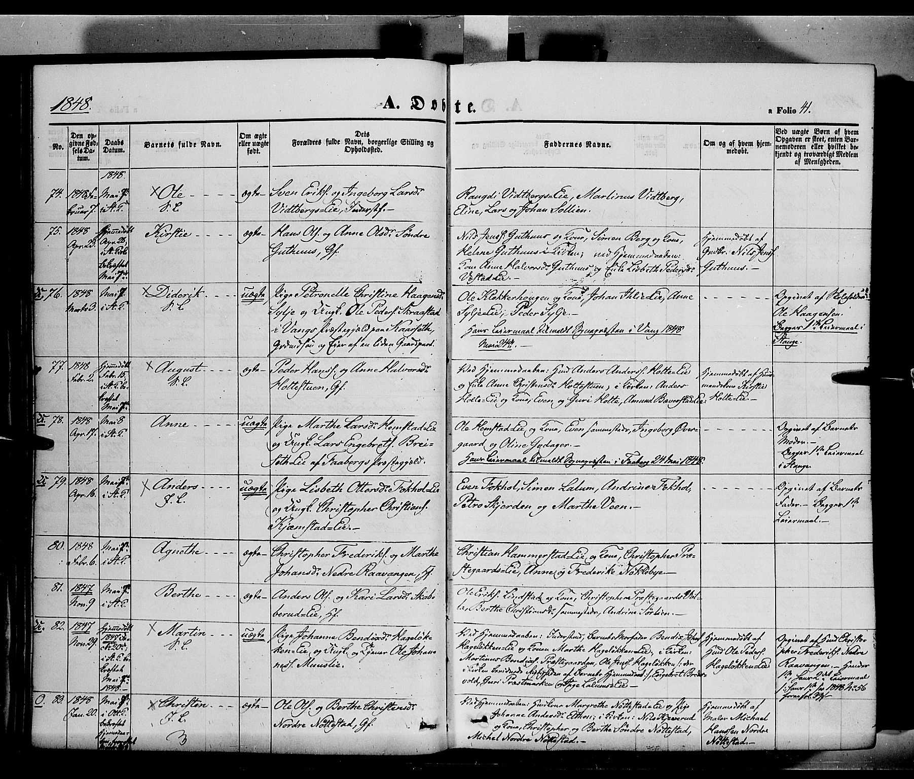Stange prestekontor, AV/SAH-PREST-002/K/L0011: Ministerialbok nr. 11, 1846-1852, s. 41
