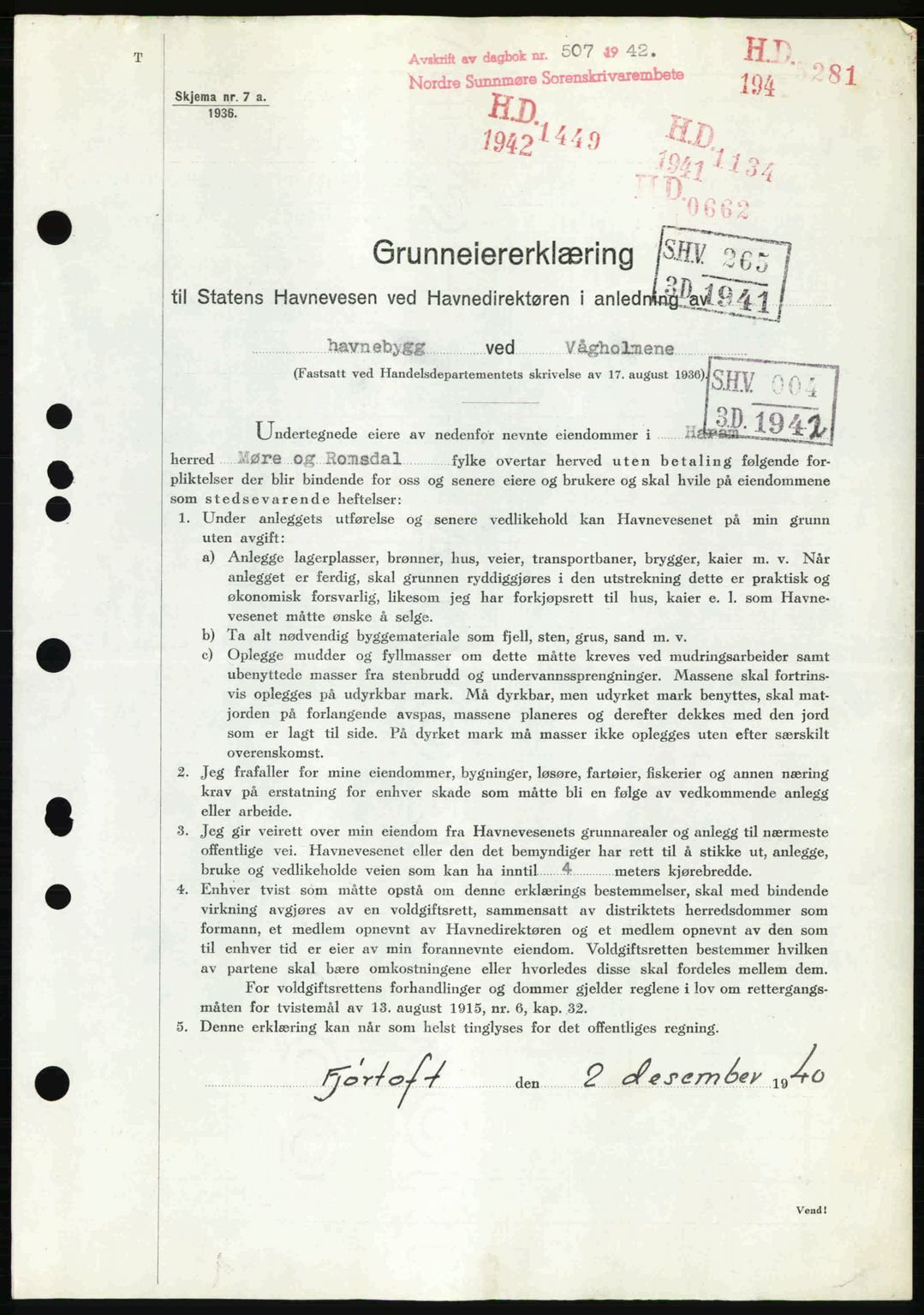 Nordre Sunnmøre sorenskriveri, SAT/A-0006/1/2/2C/2Ca: Pantebok nr. A13, 1942-1942, Dagboknr: 507/1942