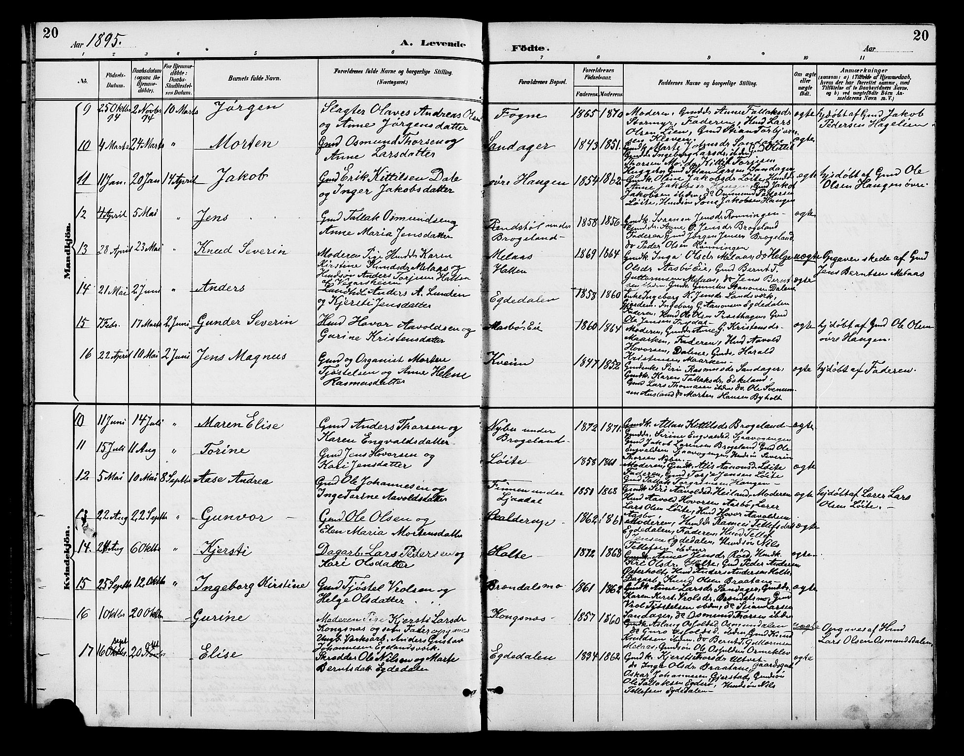 Gjerstad sokneprestkontor, AV/SAK-1111-0014/F/Fb/Fba/L0007: Klokkerbok nr. B 7, 1891-1908, s. 20