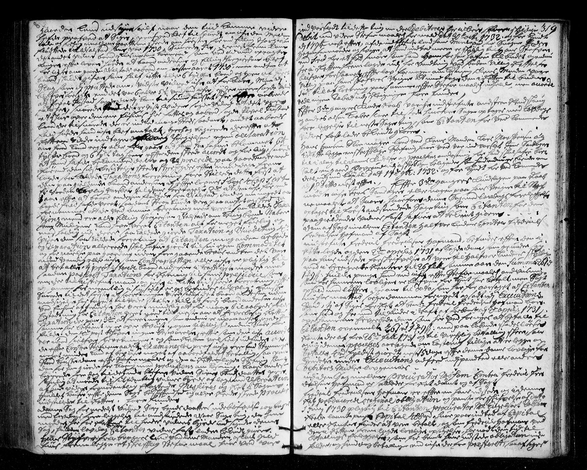 Lier, Røyken og Hurum sorenskriveri, SAKO/A-89/F/Fa/L0046: Tingbok, 1729-1733, s. 319