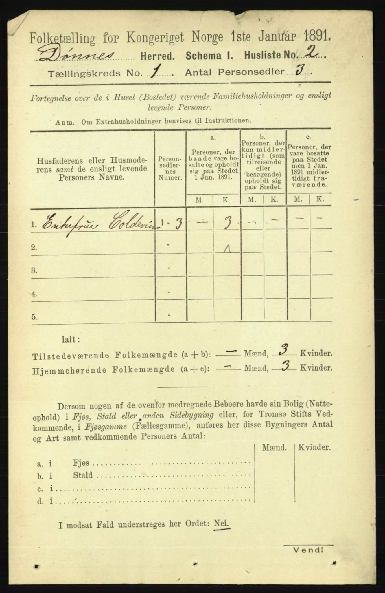 RA, Folketelling 1891 for 1827 Dønnes herred, 1891, s. 15