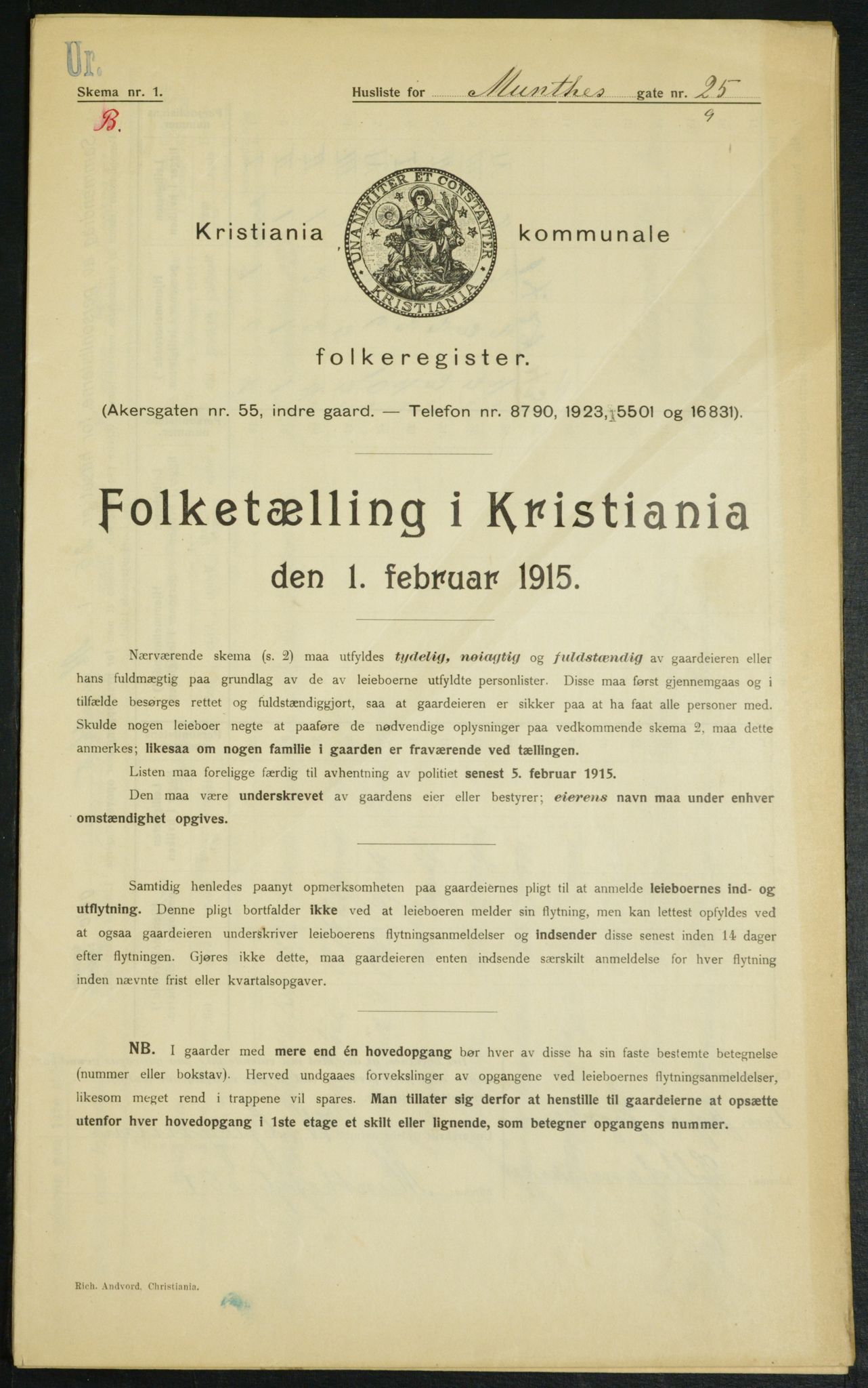 OBA, Kommunal folketelling 1.2.1915 for Kristiania, 1915, s. 67549