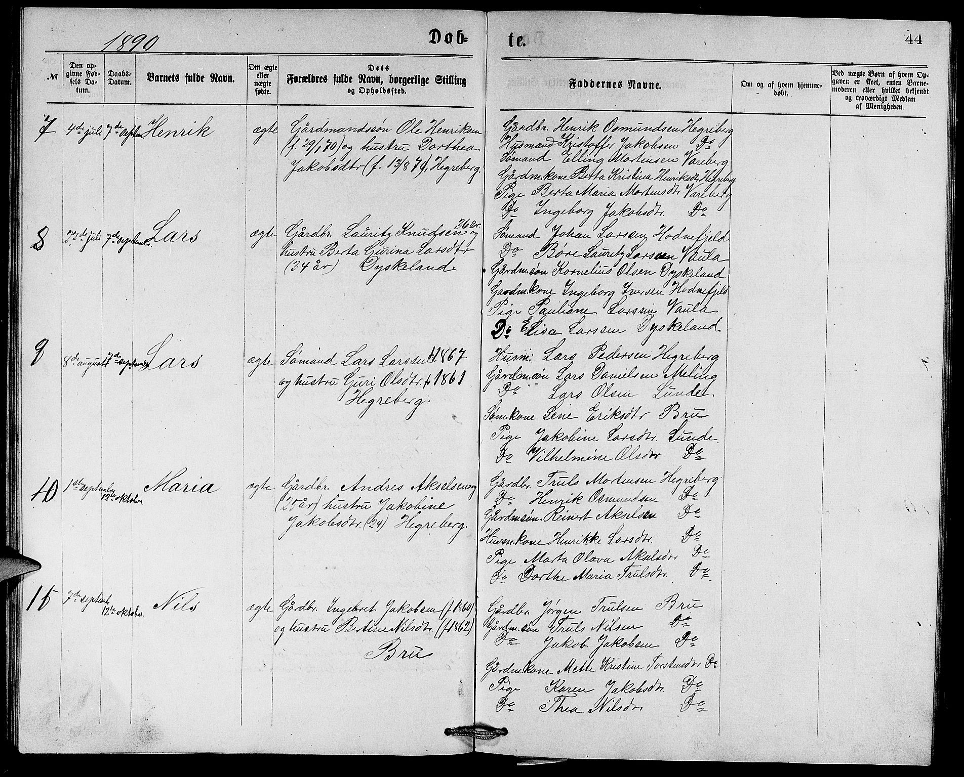 Rennesøy sokneprestkontor, AV/SAST-A -101827/H/Ha/Hab/L0005: Klokkerbok nr. B 5, 1871-1890, s. 44