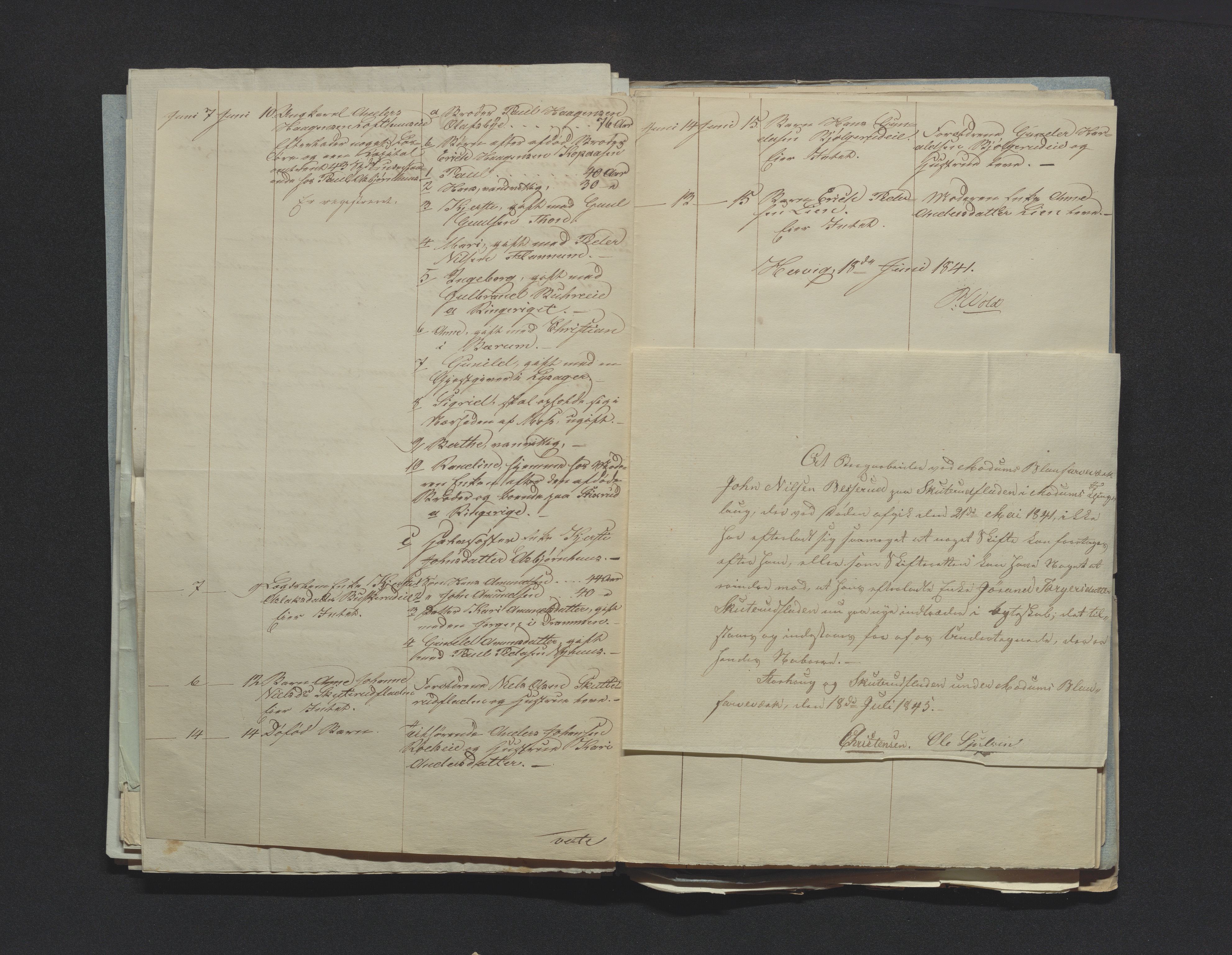Eiker, Modum og Sigdal sorenskriveri, AV/SAKO-A-123/H/Ha/Hab/L0006: Dødsfallsmeldinger, 1841-1845