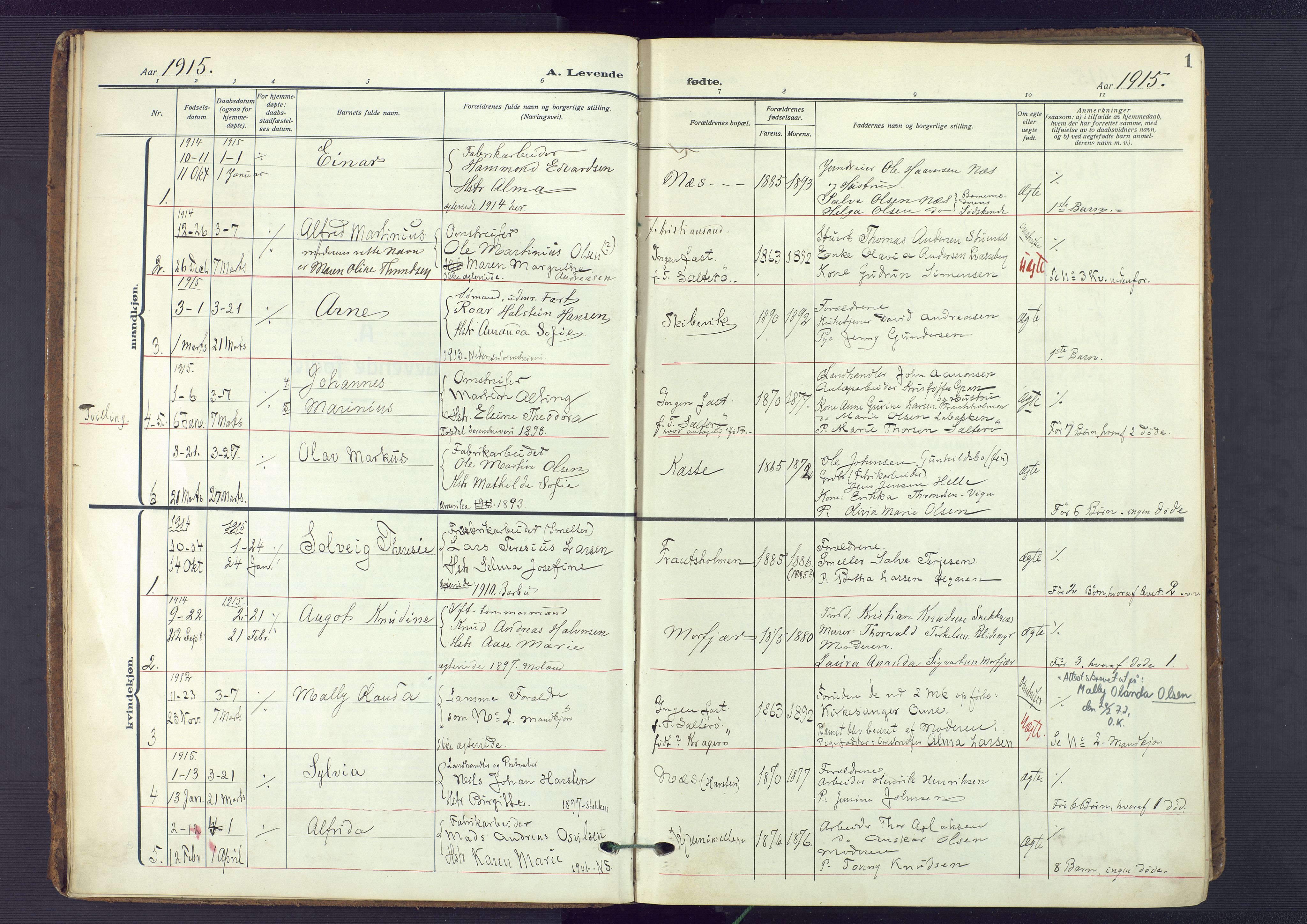 Austre Moland sokneprestkontor, AV/SAK-1111-0001/F/Fa/Fab/L0003: Ministerialbok nr. A 3, 1914-1927, s. 1