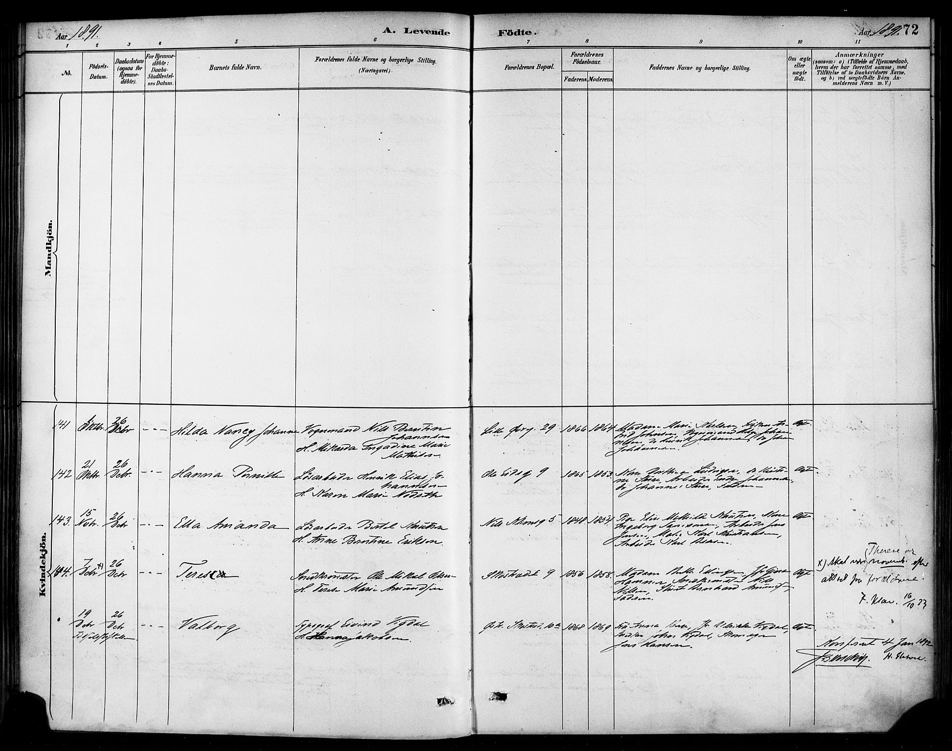 Korskirken sokneprestembete, SAB/A-76101/H/Haa/L0022: Ministerialbok nr. B 8, 1889-1899, s. 72