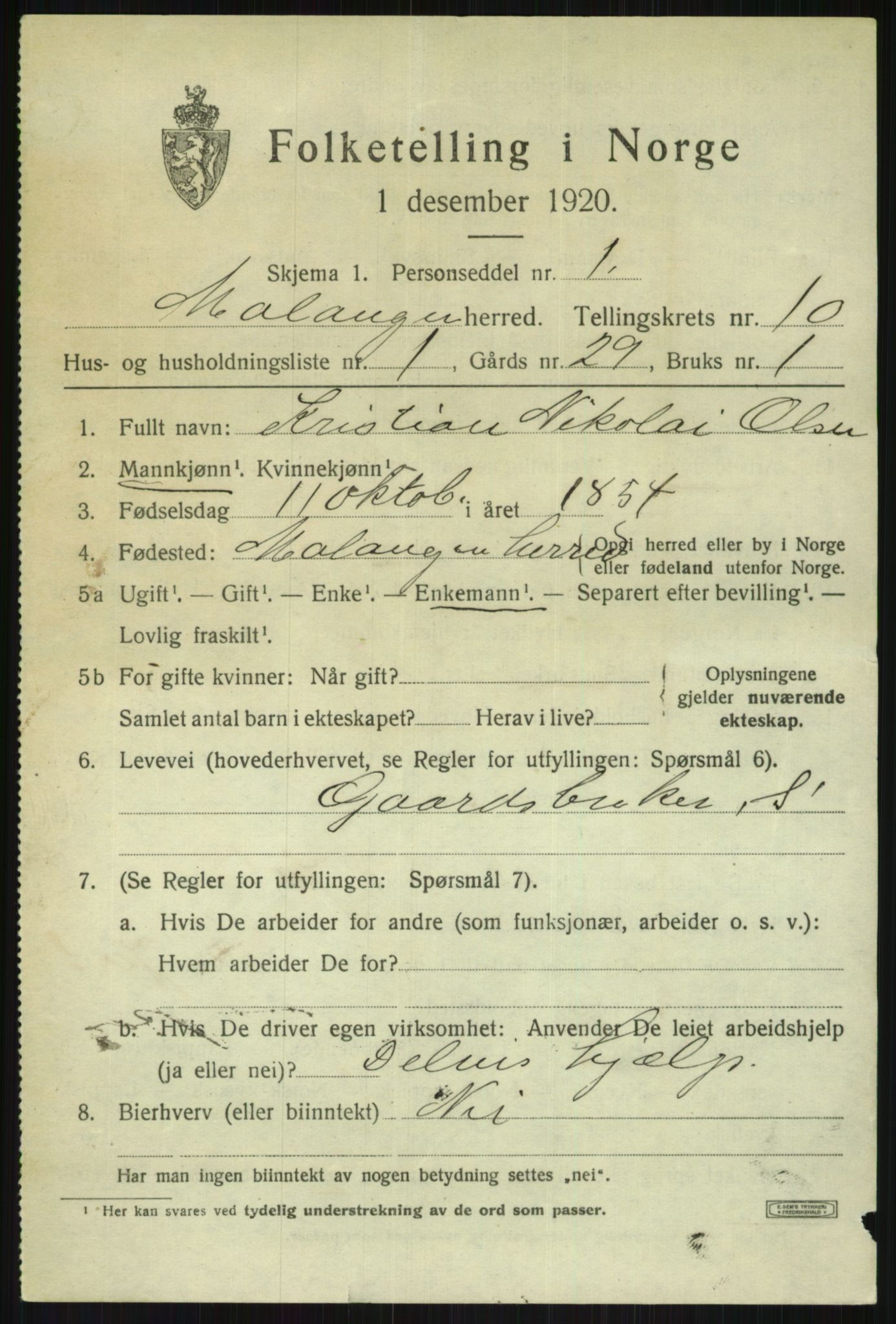 SATØ, Folketelling 1920 for 1932 Malangen herred, 1920, s. 3859