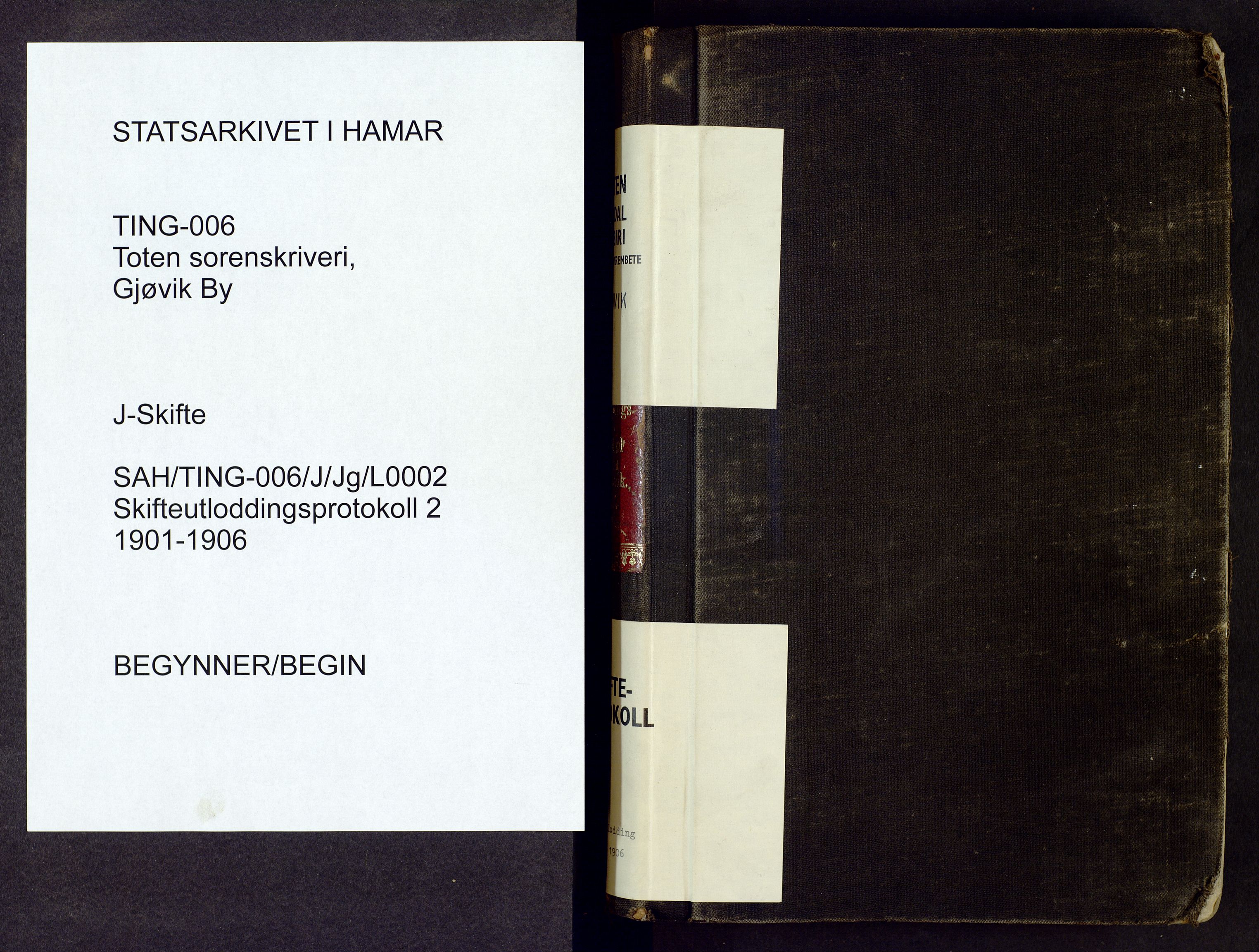 Toten tingrett, AV/SAH-TING-006/J/Jg/L0002: Skifteutlodningsprotokoll - Gjøvik, 1901-1906