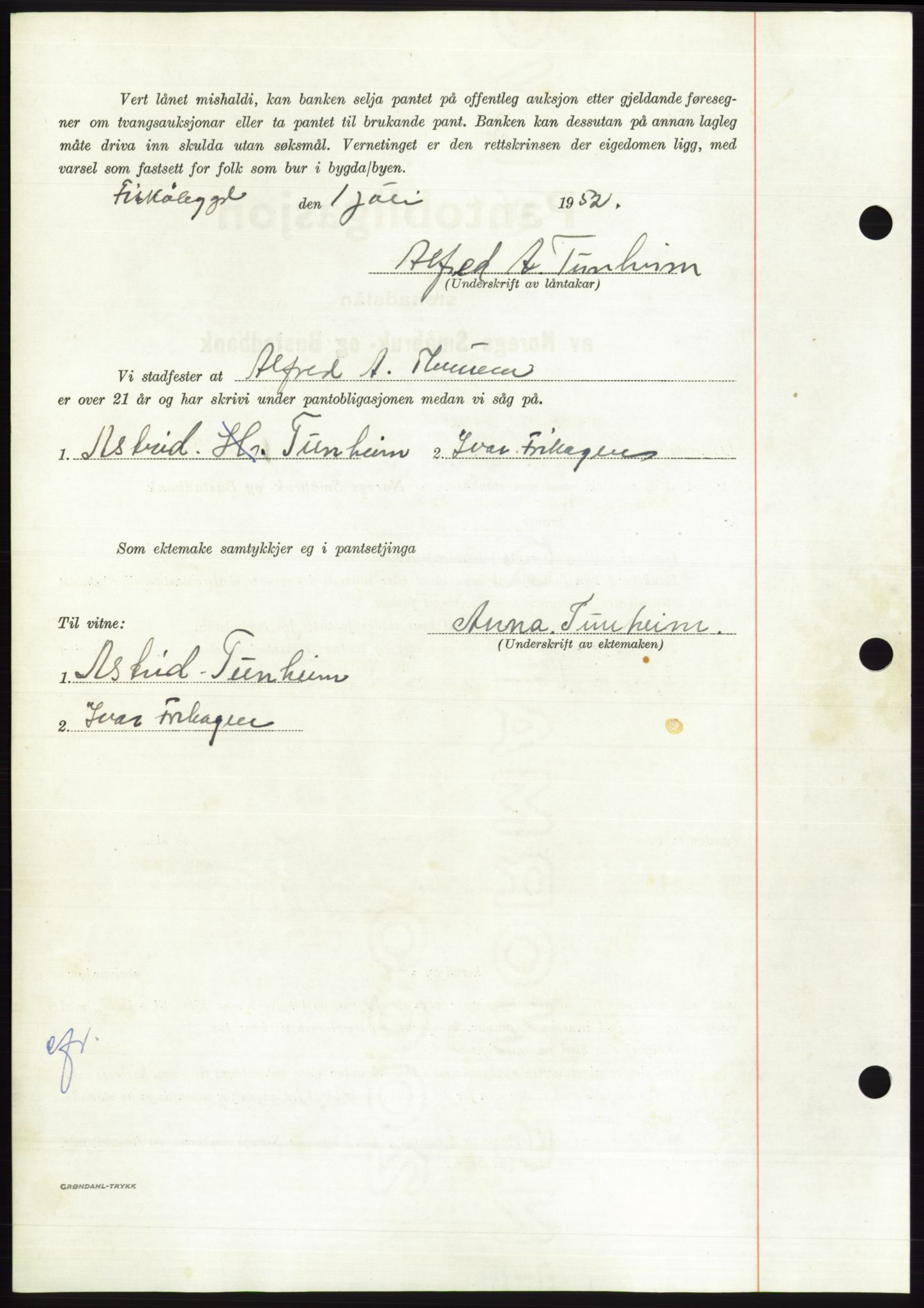 Søre Sunnmøre sorenskriveri, AV/SAT-A-4122/1/2/2C/L0121: Pantebok nr. 9B, 1951-1952, Dagboknr: 1330/1952