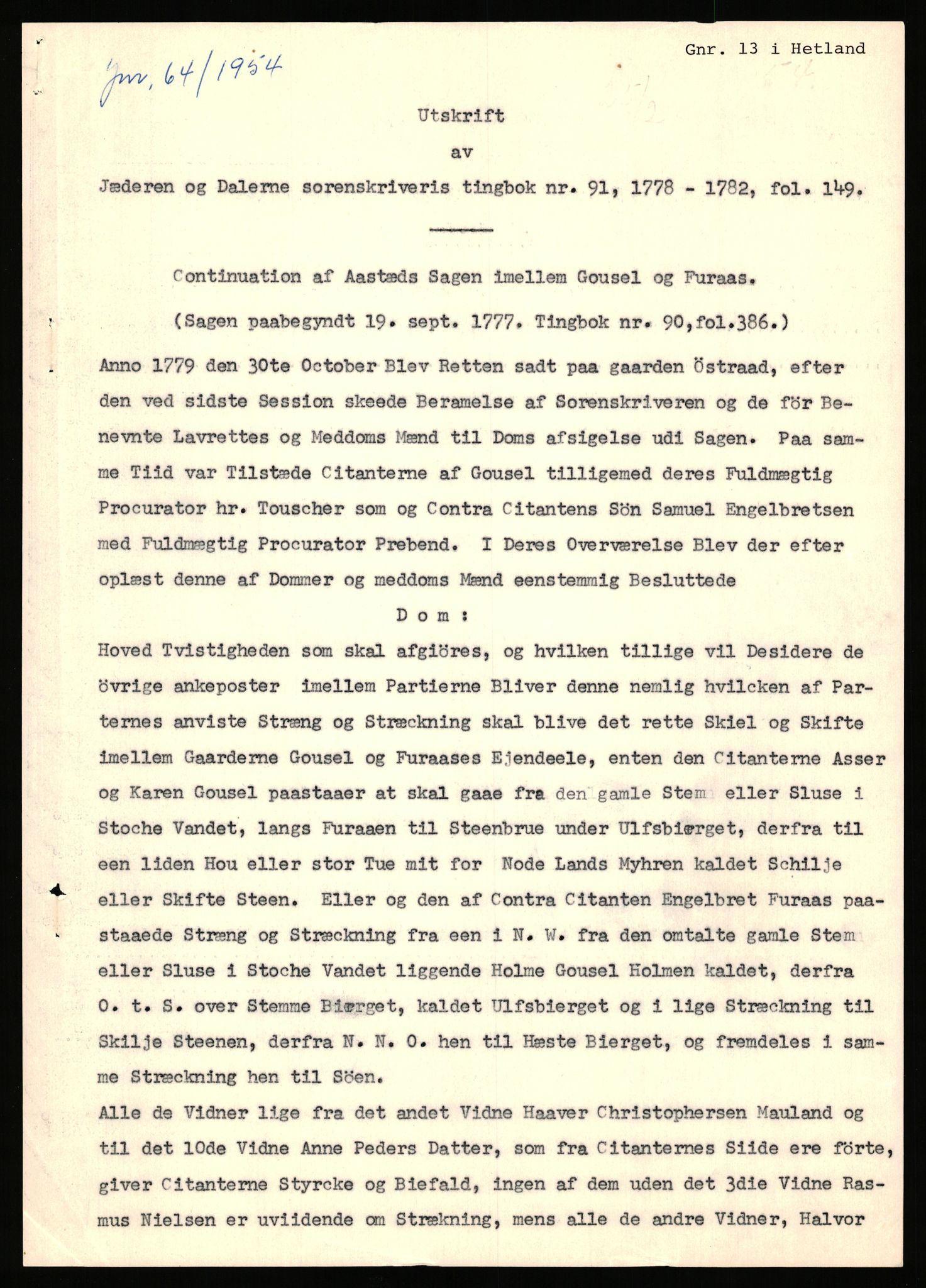 Statsarkivet i Stavanger, SAST/A-101971/03/Y/Yj/L0023: Avskrifter sortert etter gårdsnavn: Frøiland i Time - Furås, 1750-1930, s. 557