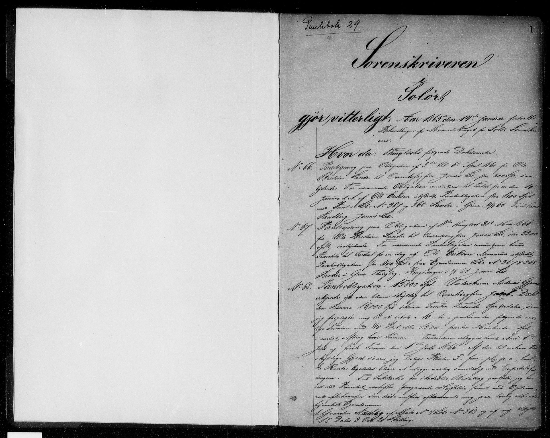 Solør tingrett, AV/SAH-TING-008/H/Hb/Hba/L0029A: Pantebok nr. 29a, 1865-1865, s. 1