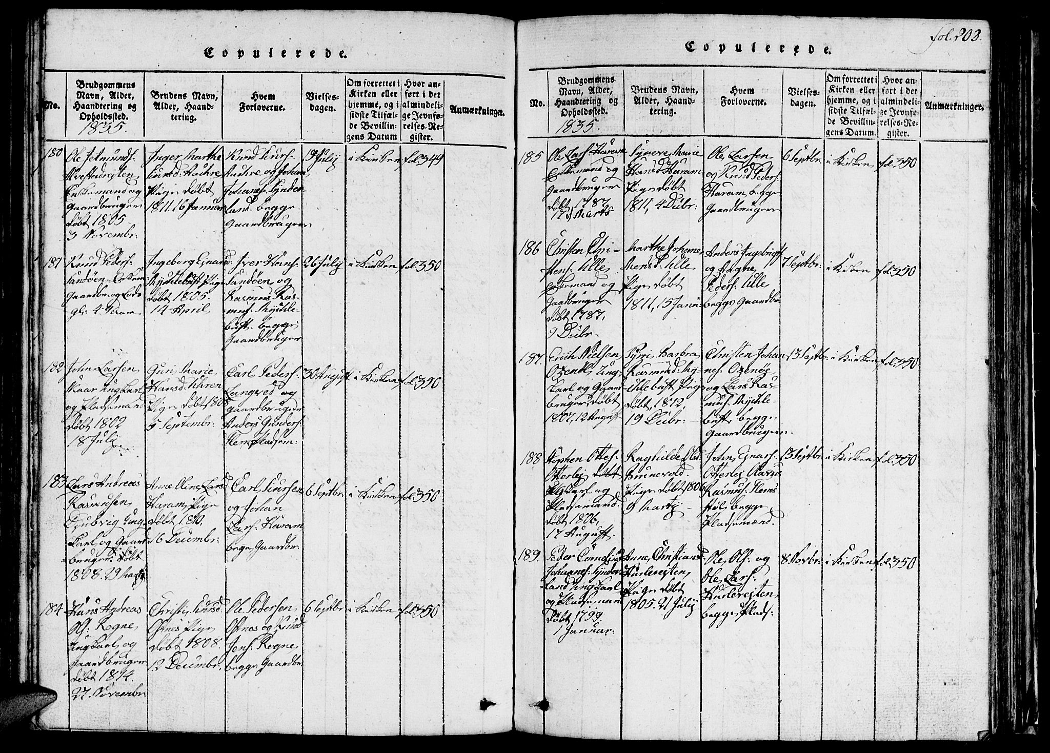 Ministerialprotokoller, klokkerbøker og fødselsregistre - Møre og Romsdal, SAT/A-1454/536/L0506: Klokkerbok nr. 536C01, 1818-1859, s. 203