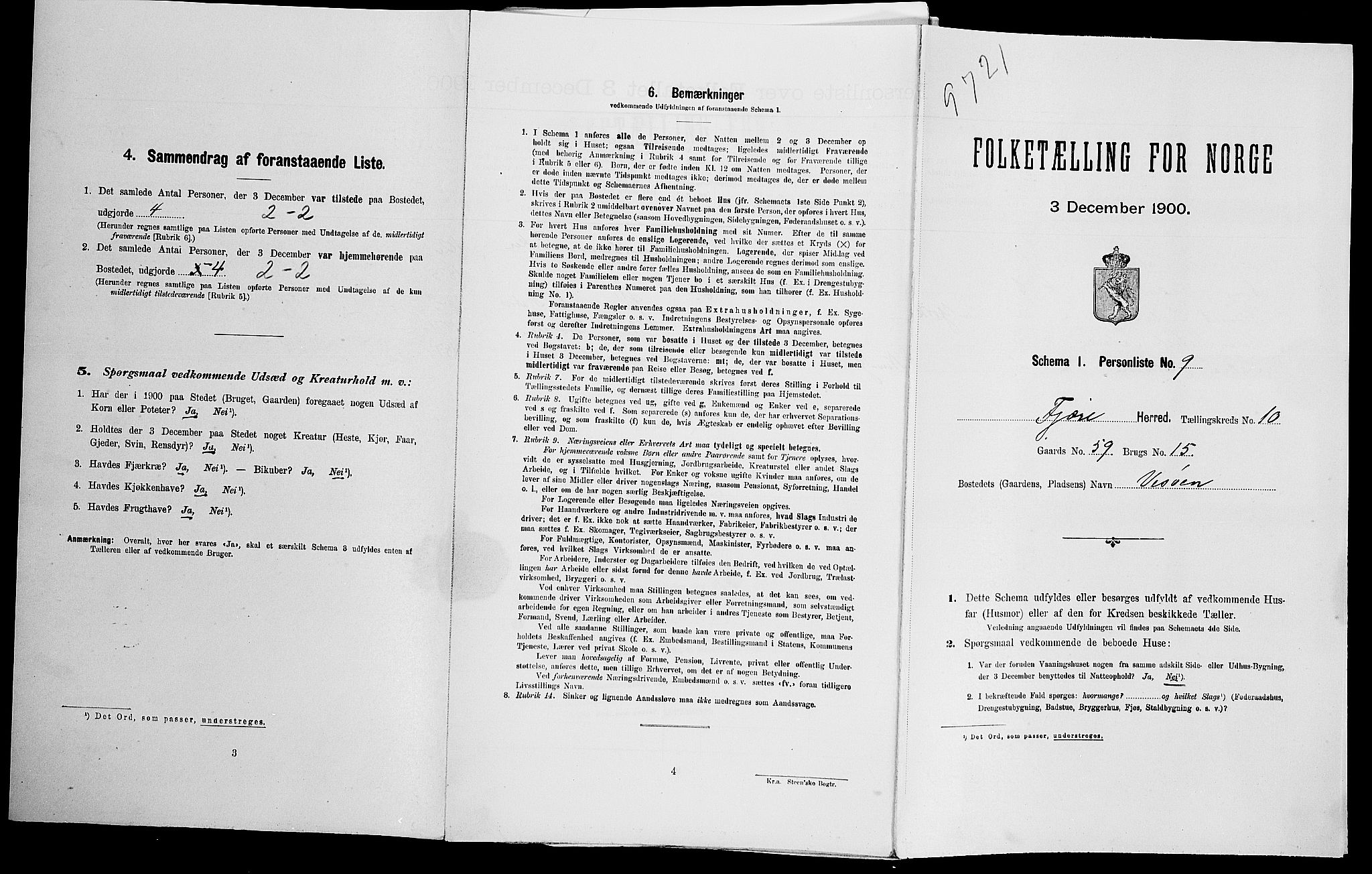 SAK, Folketelling 1900 for 0923 Fjære herred, 1900, s. 1555
