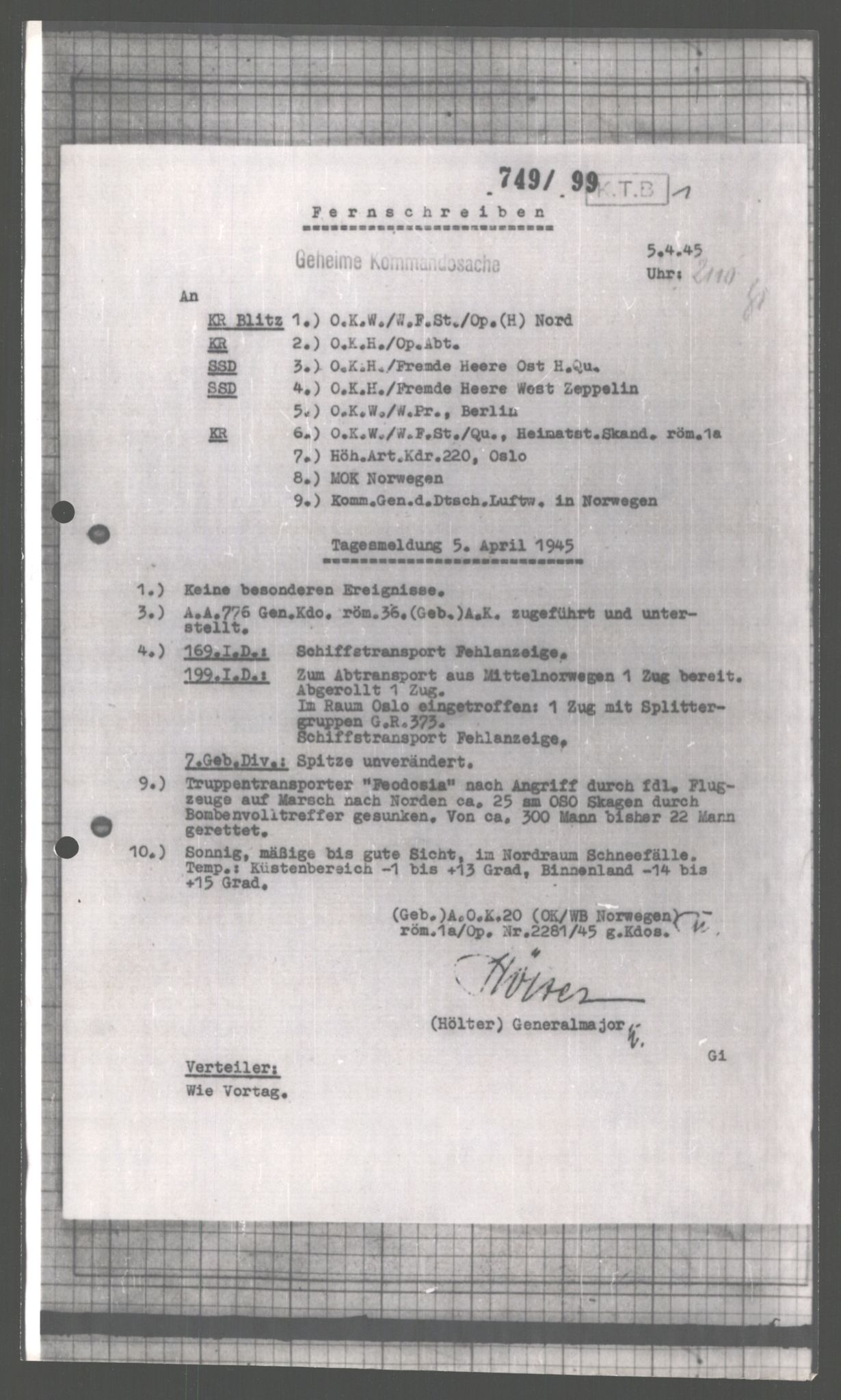 Forsvarets Overkommando. 2 kontor. Arkiv 11.4. Spredte tyske arkivsaker, AV/RA-RAFA-7031/D/Dar/Dara/L0004: Krigsdagbøker for 20. Gebirgs-Armee-Oberkommando (AOK 20), 1945, s. 383