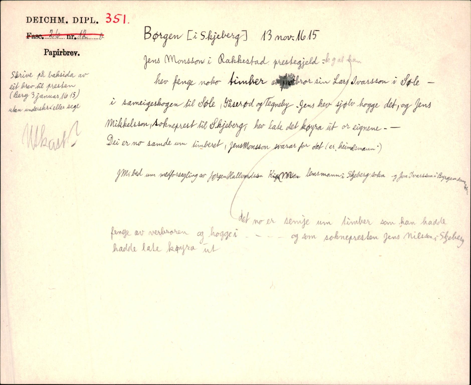 Riksarkivets diplomsamling, AV/RA-EA-5965/F35/F35j/L0001: Regestsedler: Deichmanske diplomer nr. 1-450, s. 729