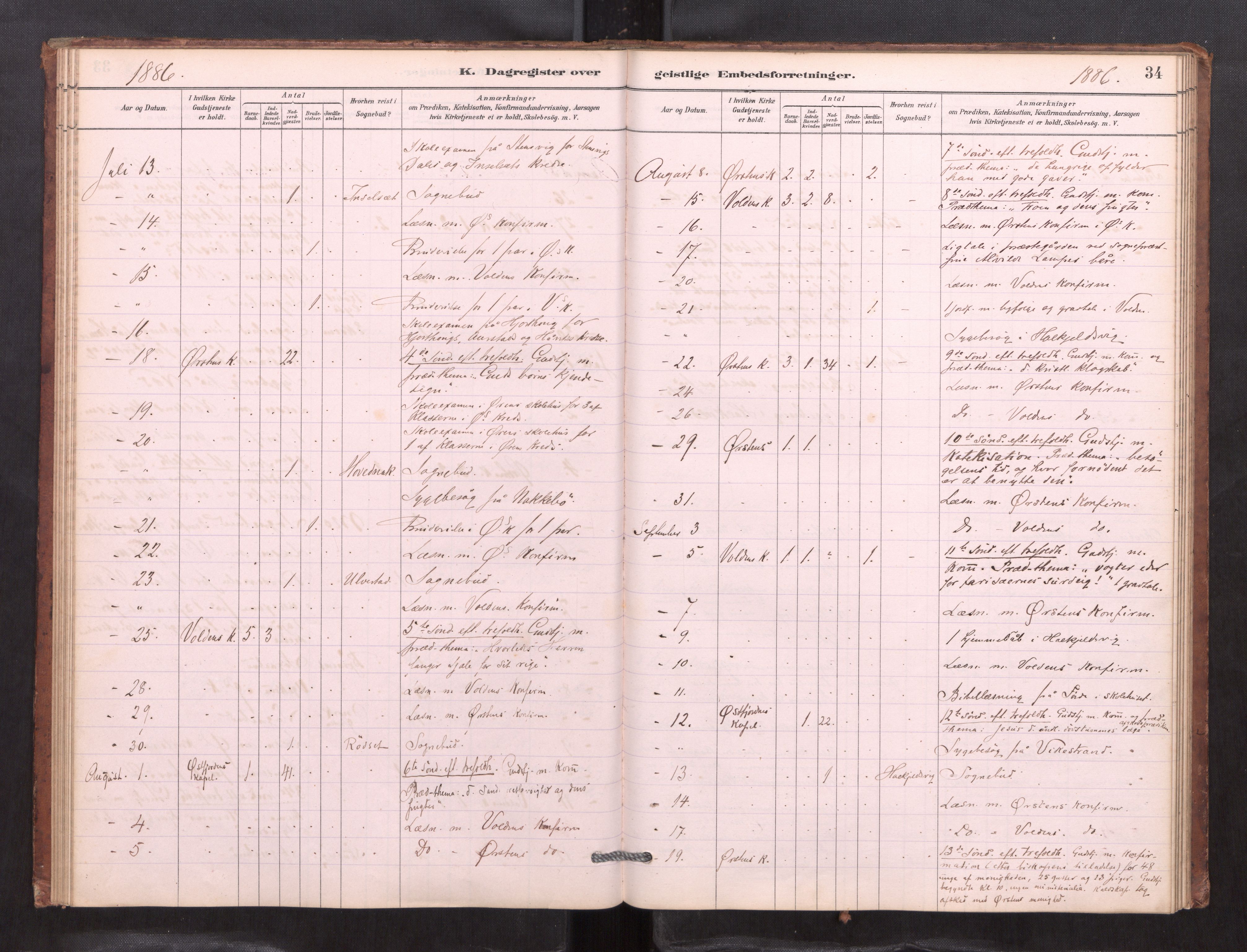 Ministerialprotokoller, klokkerbøker og fødselsregistre - Møre og Romsdal, AV/SAT-A-1454/511/L0151: Dagsregister nr. 511---, 1881-1896, s. 34