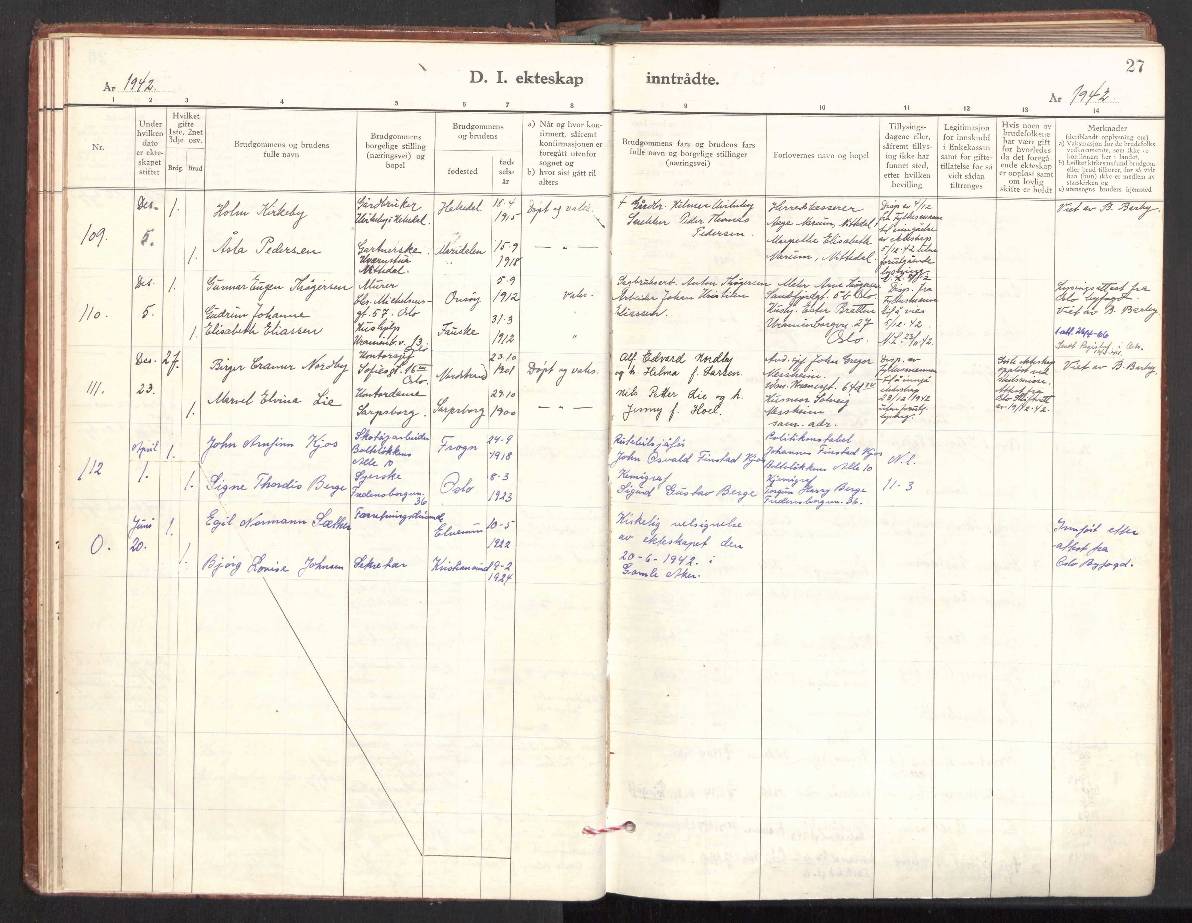 Gamle Aker prestekontor Kirkebøker, AV/SAO-A-10617a/F/L0022: Ministerialbok nr. 22, 1941-1952, s. 27