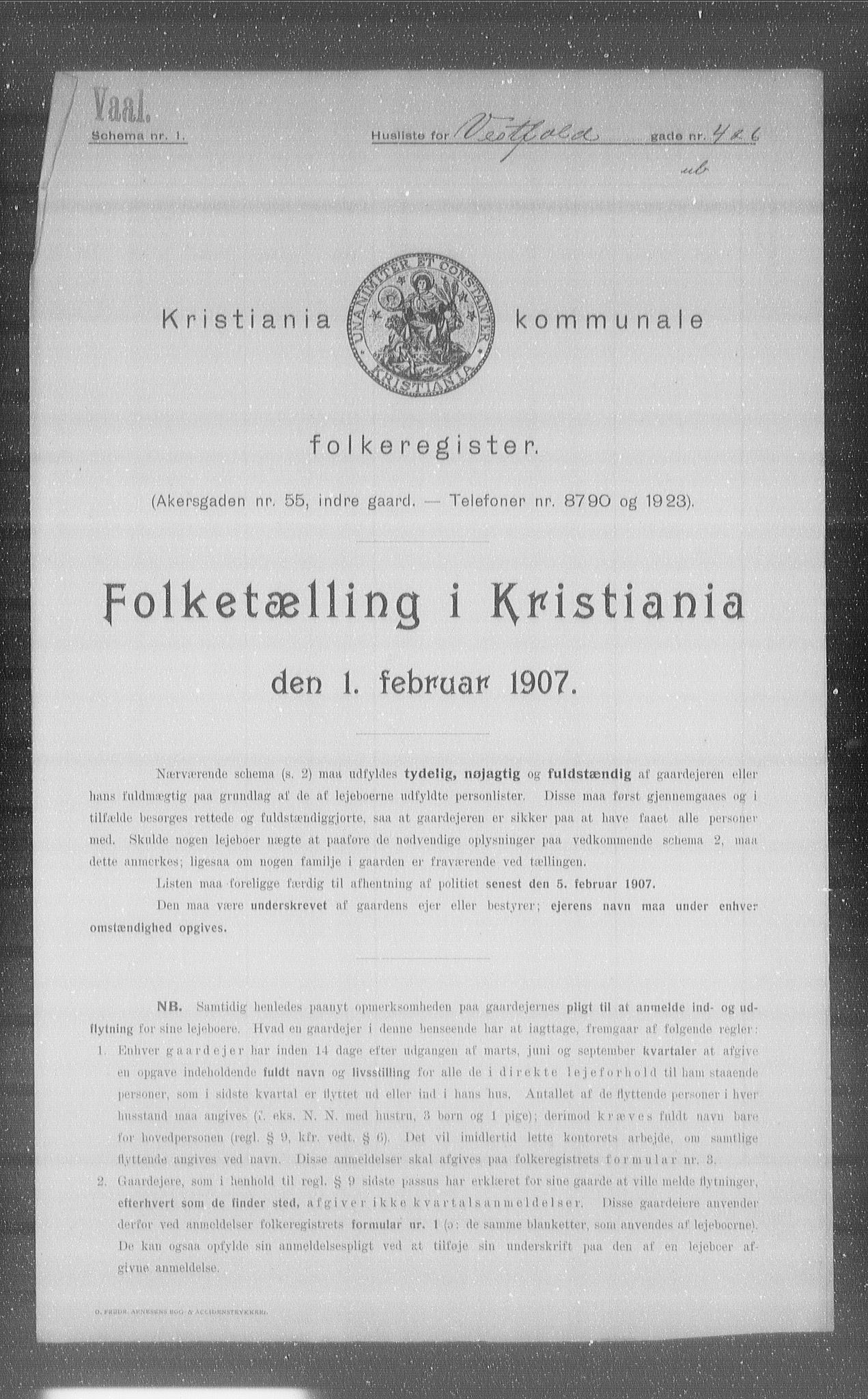 OBA, Kommunal folketelling 1.2.1907 for Kristiania kjøpstad, 1907, s. 62273