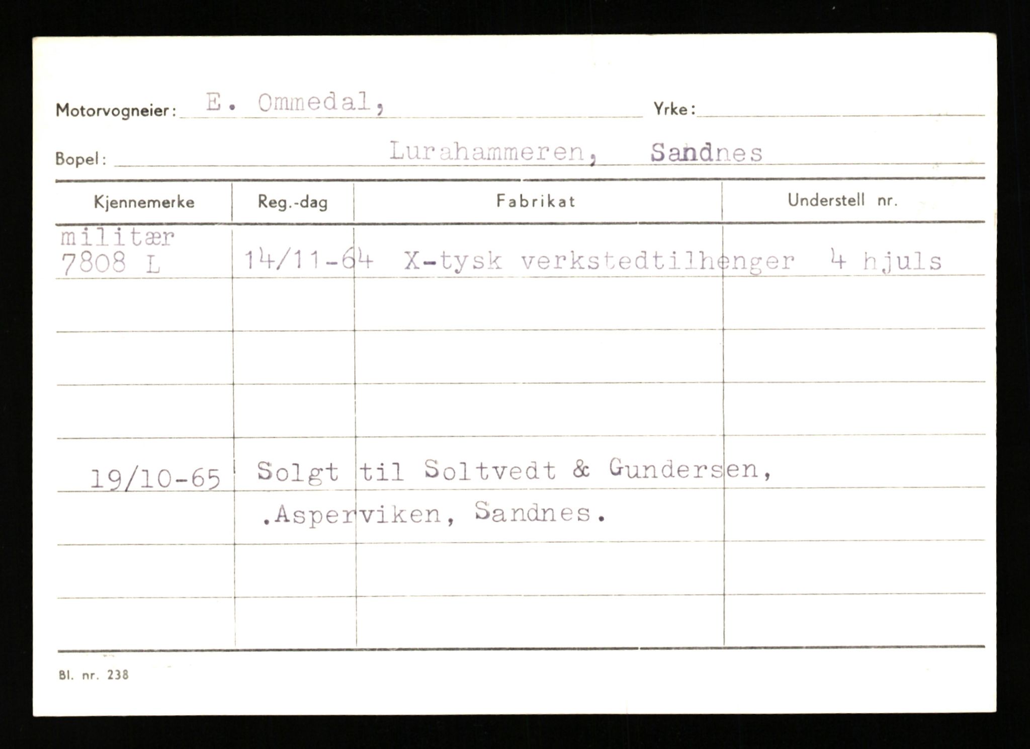 Stavanger trafikkstasjon, AV/SAST-A-101942/0/G/L0002: Registreringsnummer: 5791 - 10405, 1930-1971, s. 1003