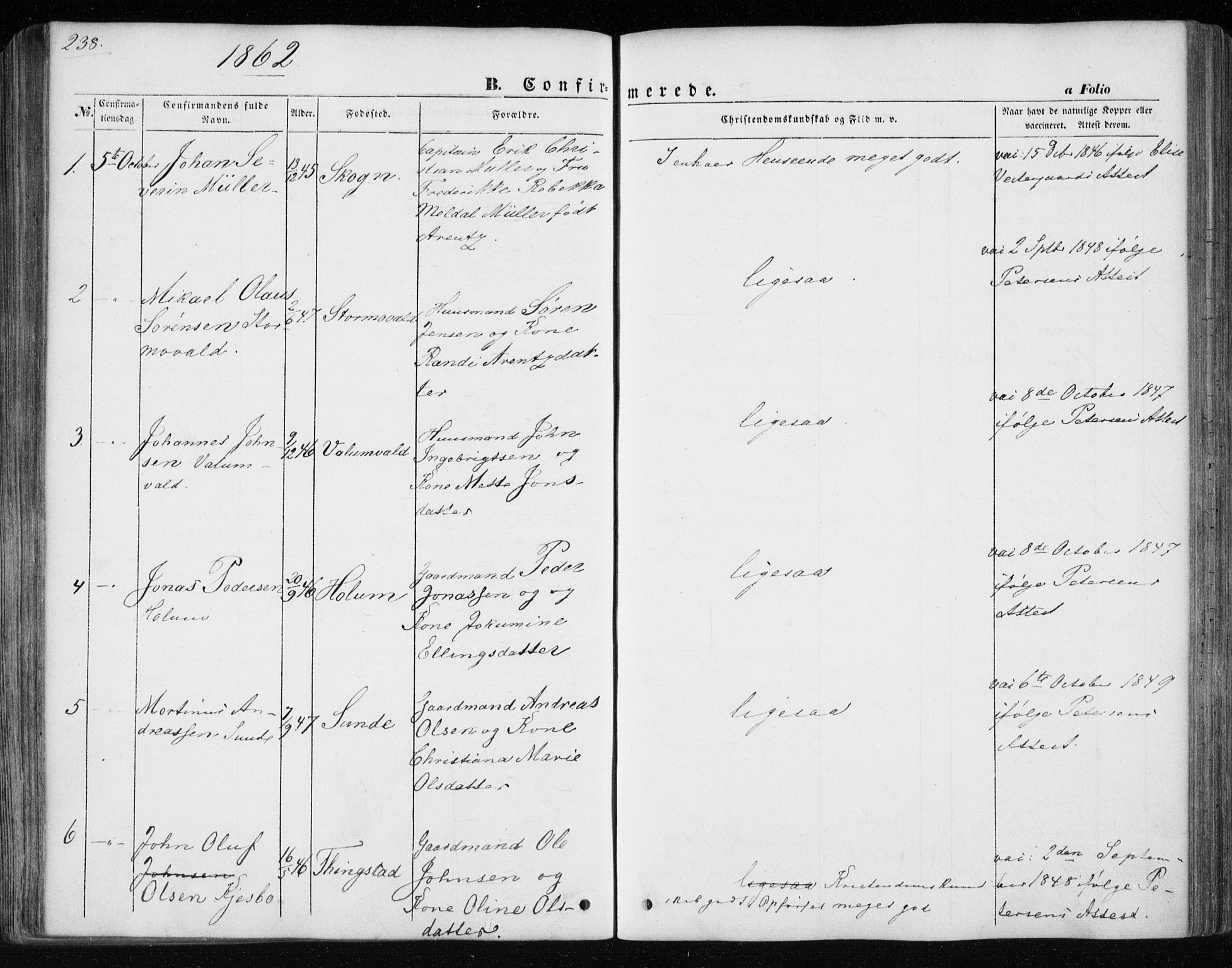 Ministerialprotokoller, klokkerbøker og fødselsregistre - Nord-Trøndelag, SAT/A-1458/717/L0154: Ministerialbok nr. 717A07 /1, 1850-1862, s. 238