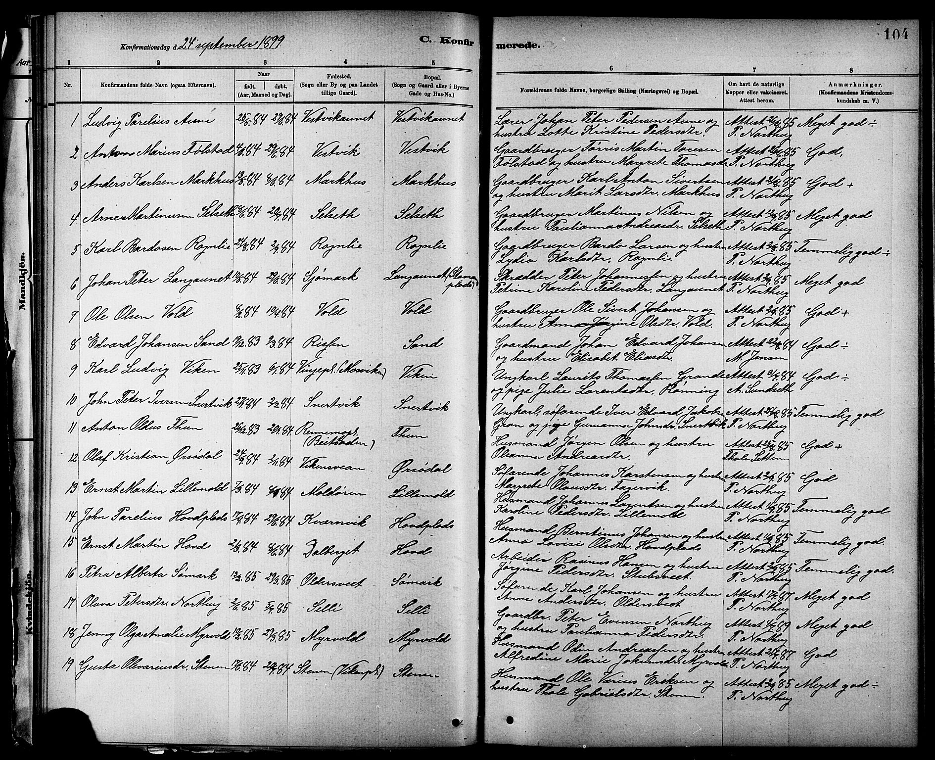 Ministerialprotokoller, klokkerbøker og fødselsregistre - Nord-Trøndelag, SAT/A-1458/744/L0423: Klokkerbok nr. 744C02, 1886-1905, s. 104