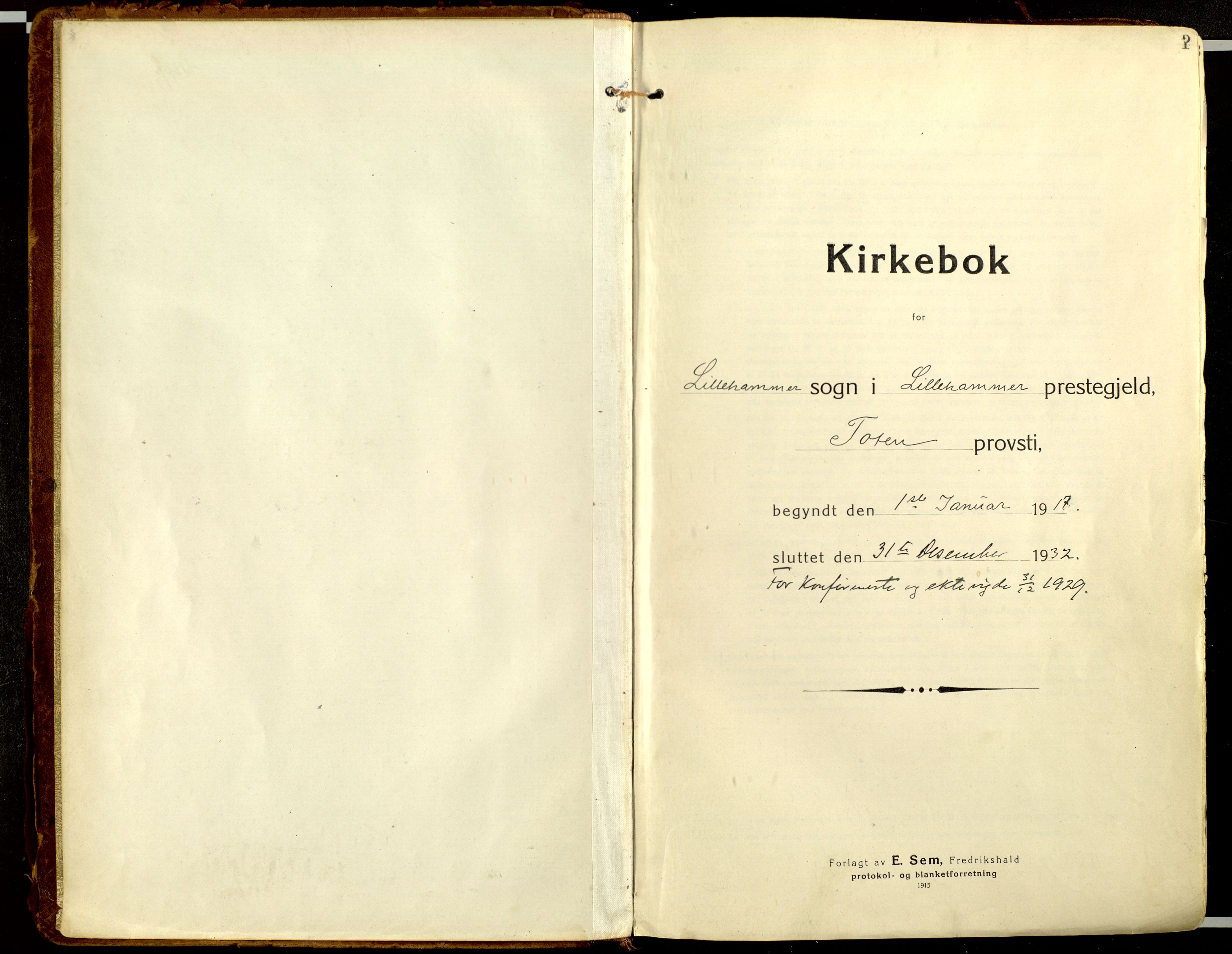 Lillehammer prestekontor, AV/SAH-PREST-088/H/Ha/Haa/L0002: Ministerialbok nr. 2, 1917-1932, s. 1